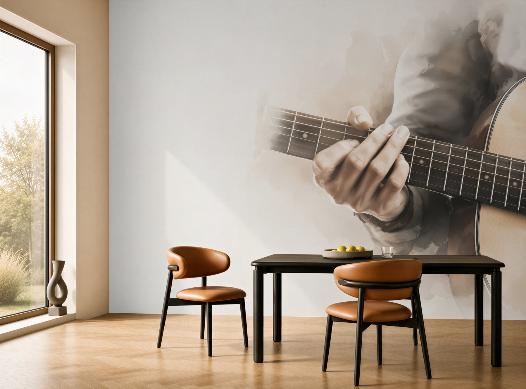 Fototapeta gitara klasyczna z dłonią muzyka w sepii?v23