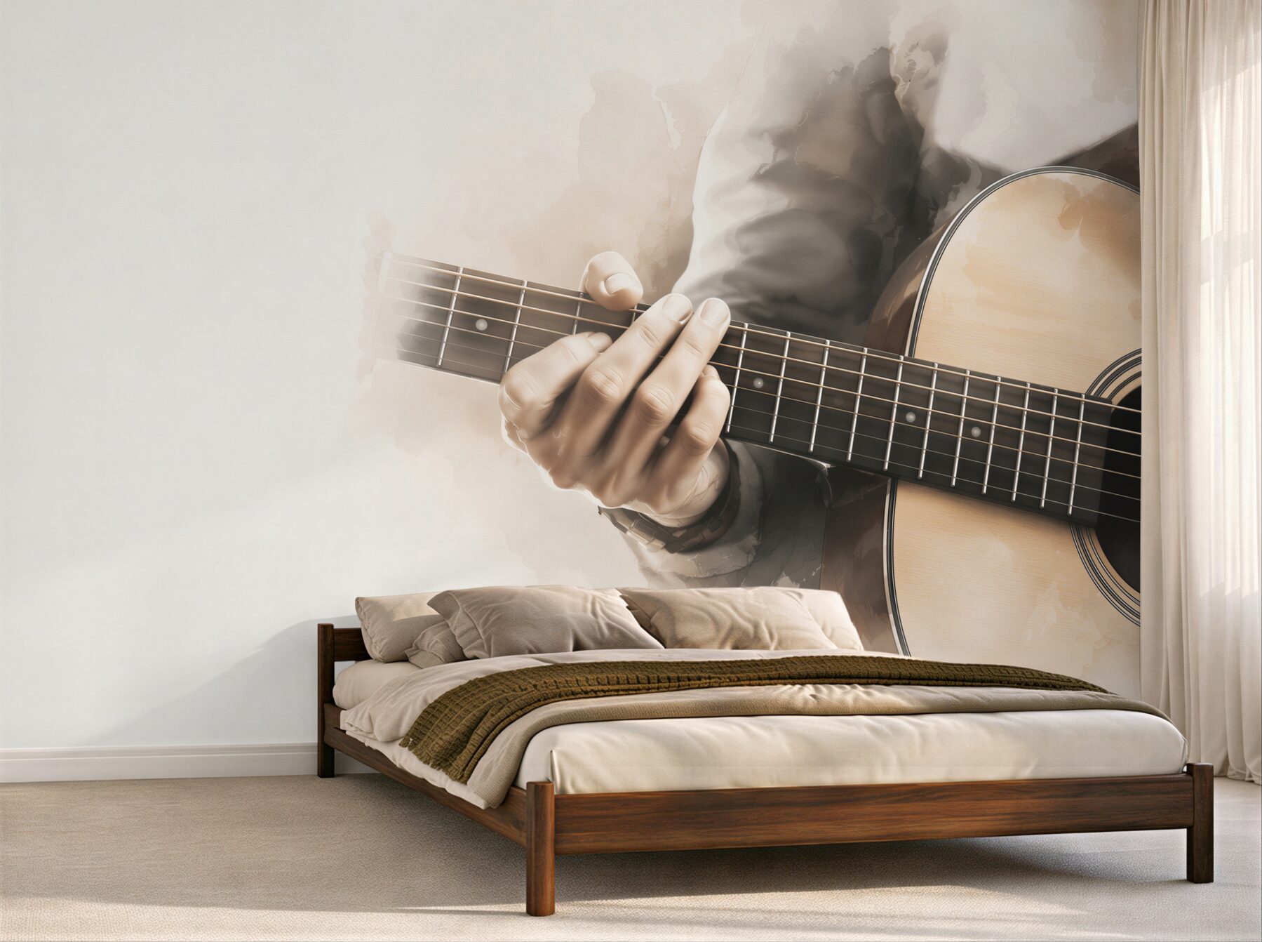 Fototapeta gitara klasyczna z dłonią muzyka w sepii?v23
