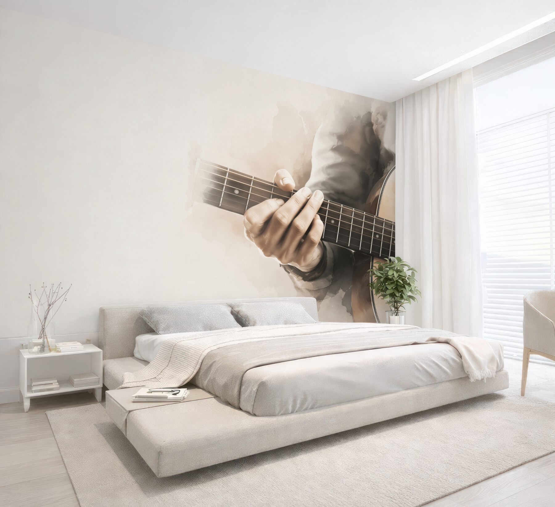 Fototapeta gitara klasyczna z dłonią muzyka w sepii?v23