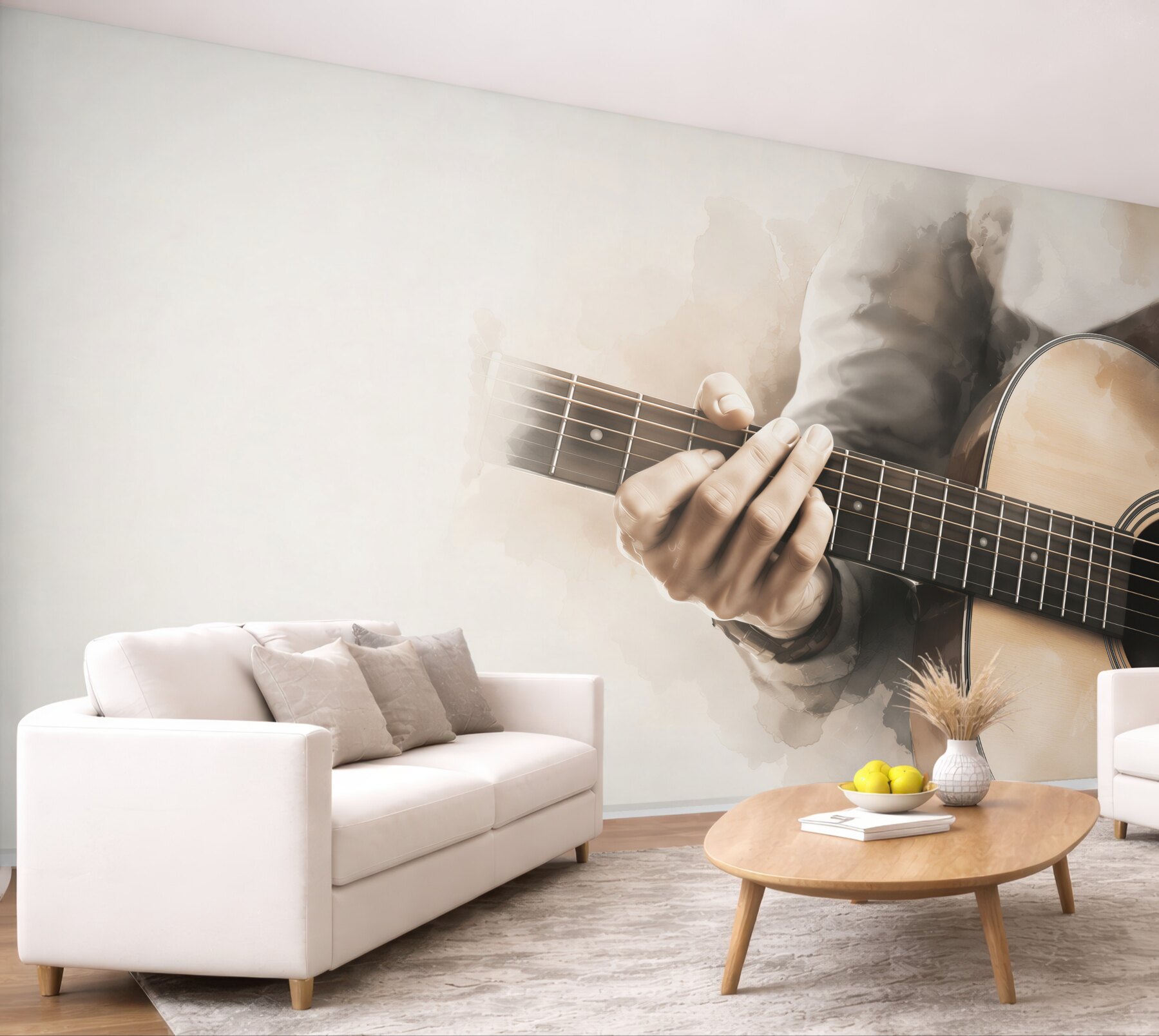 Fototapeta gitara klasyczna z dłonią muzyka w sepii?v23