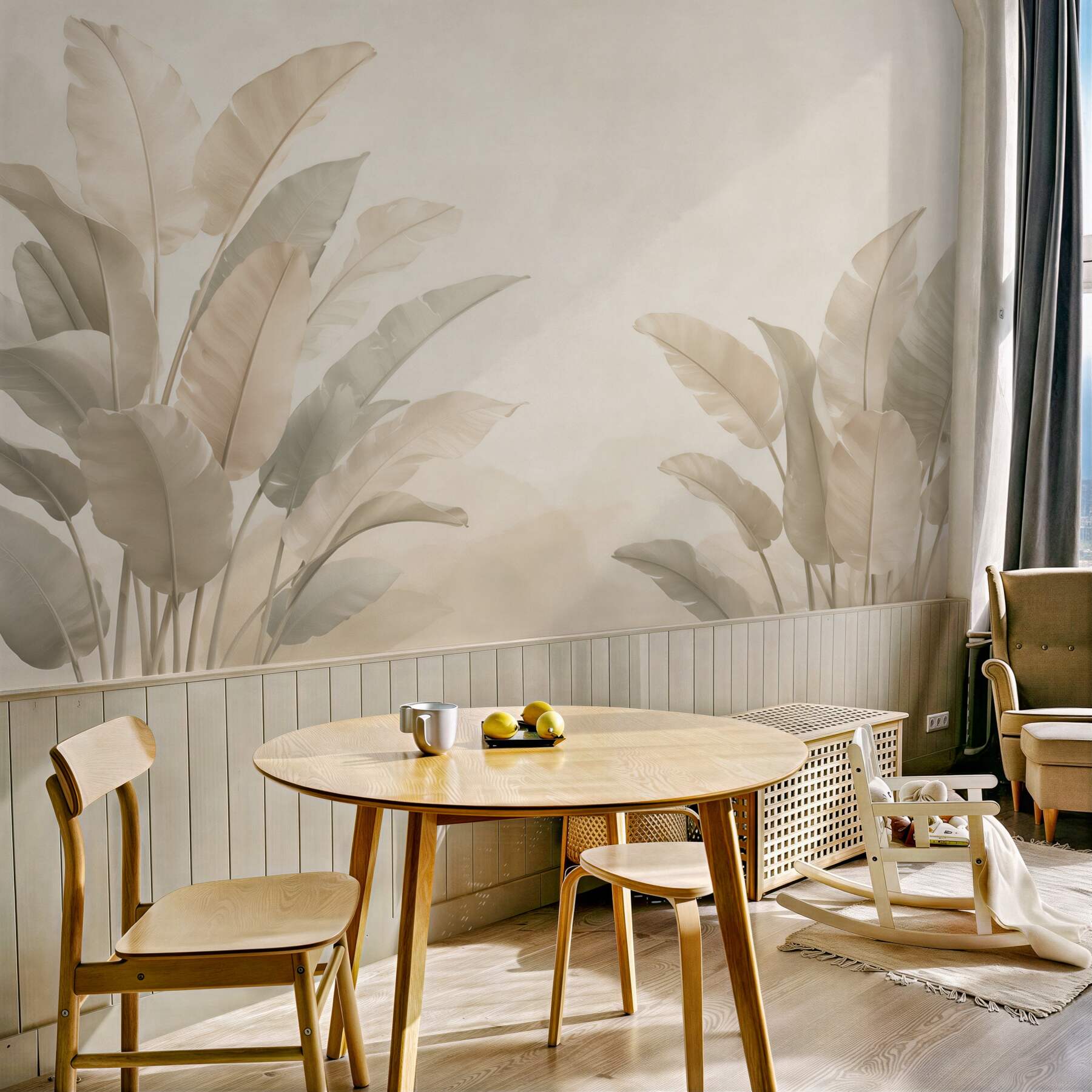 Fototapeta beżowe liście bananowca w subtelnym stylu tropical?v23