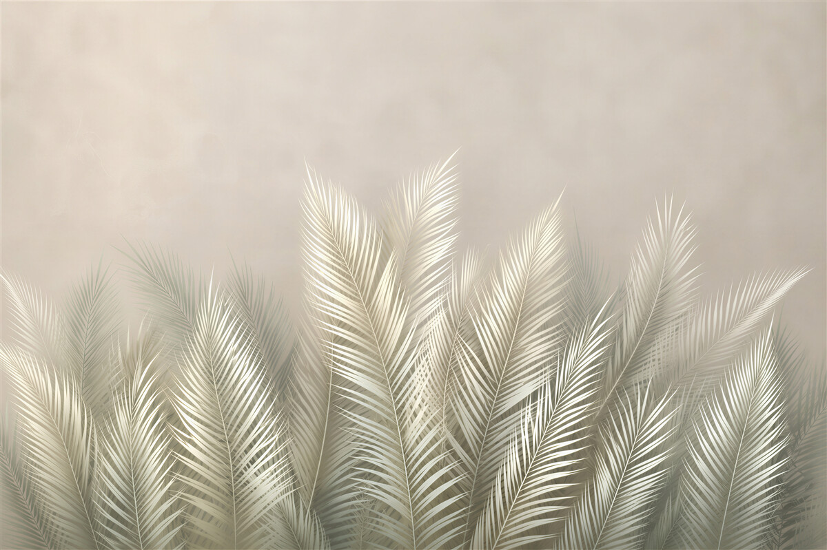 Fototapeta jasne liście palmowe beżowe elegancka botaniczna