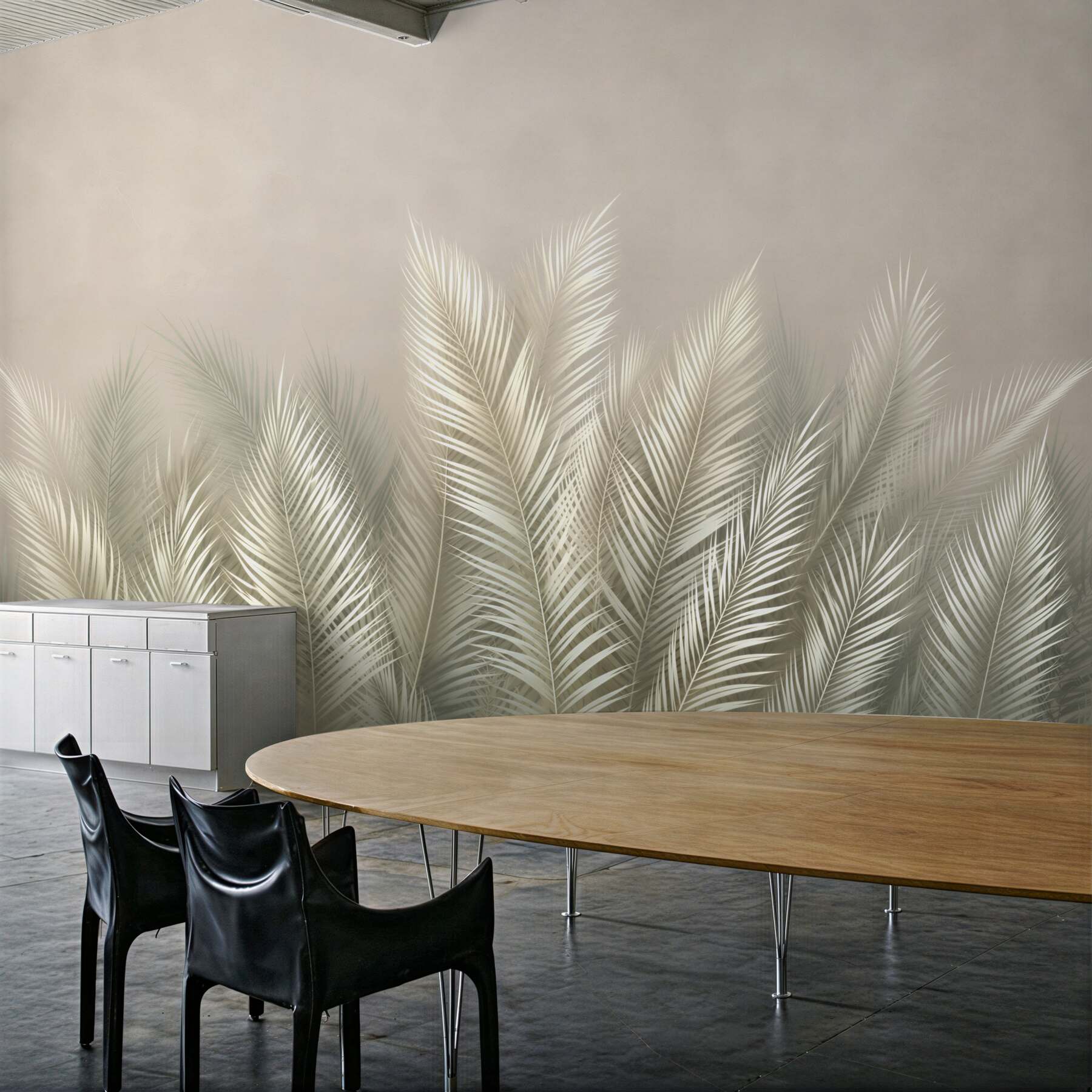 Fototapeta jasne liście palmowe beżowe elegancka botaniczna?v23