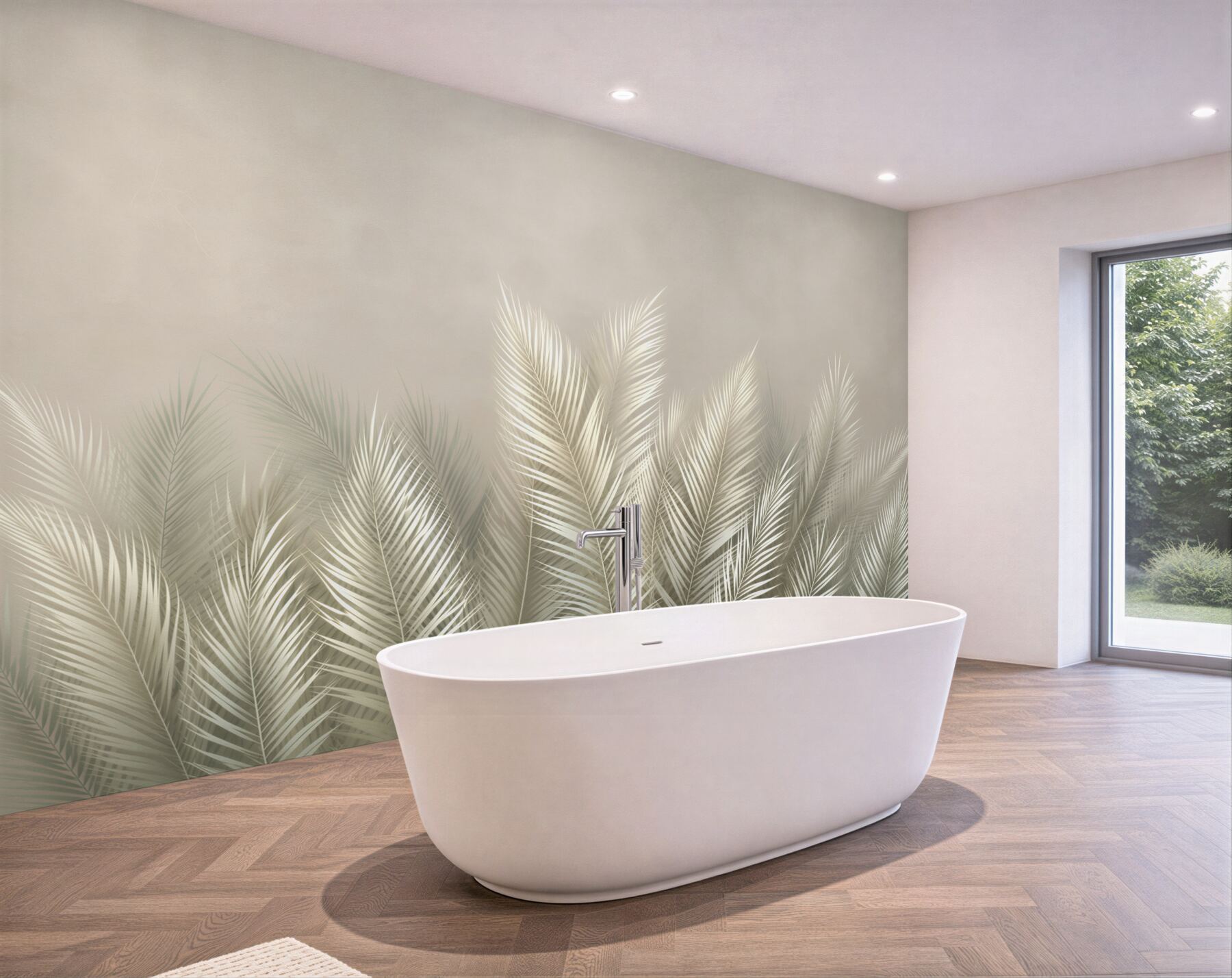 Fototapeta jasne liście palmowe beżowe elegancka botaniczna?v23