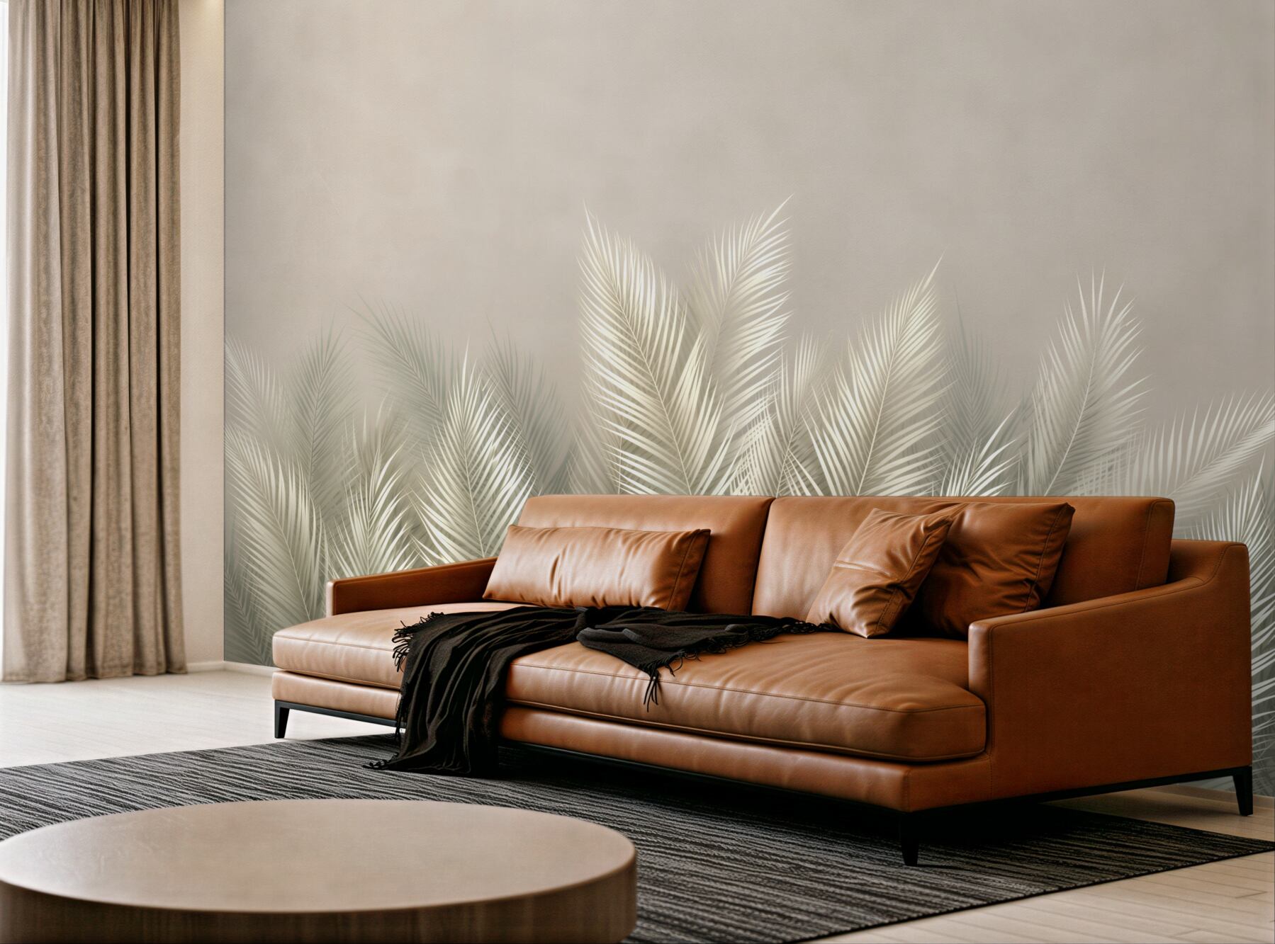 Fototapeta jasne liście palmowe beżowe elegancka botaniczna?v23