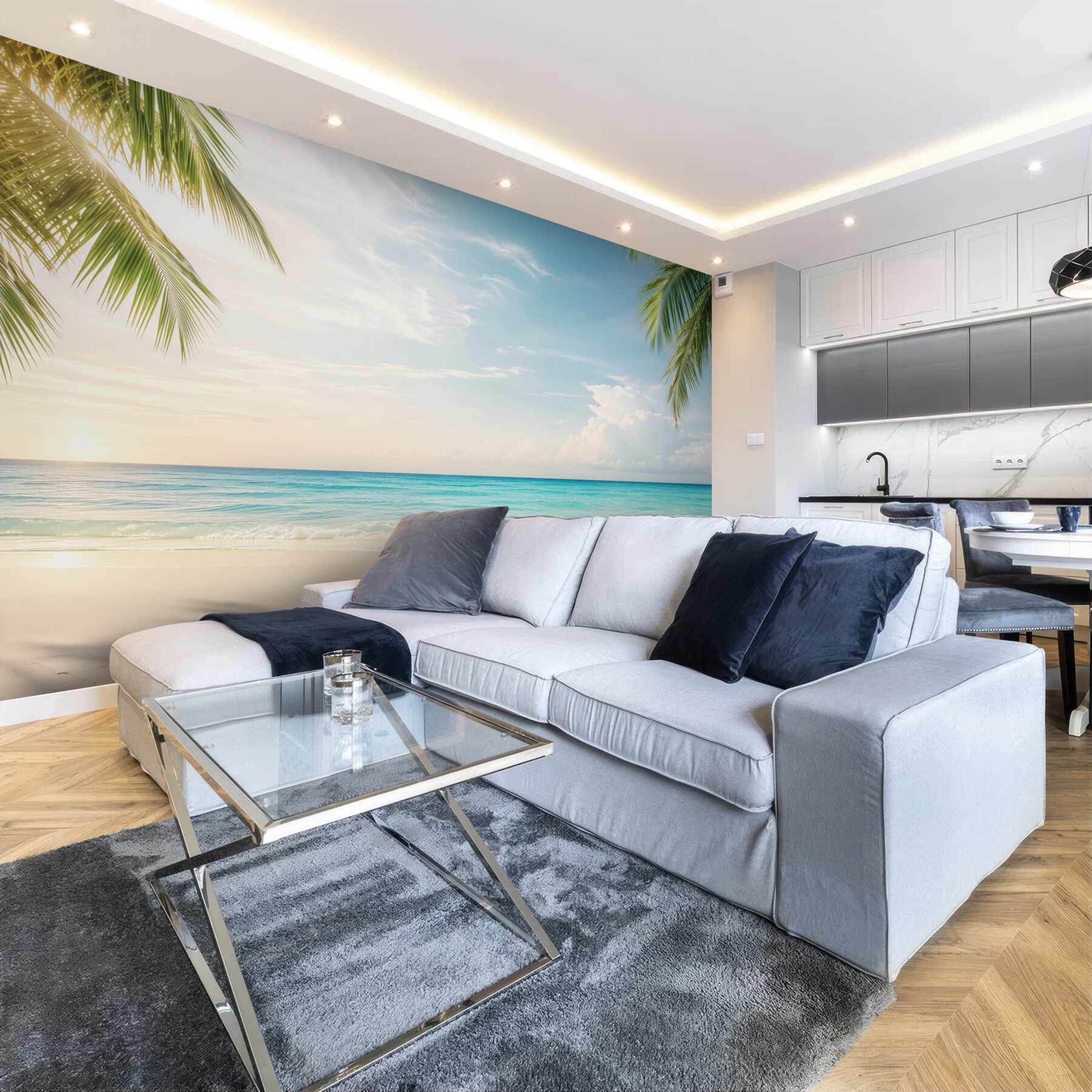 Fototapeta rajska plaża z palmami i turkusowym morzem?v23