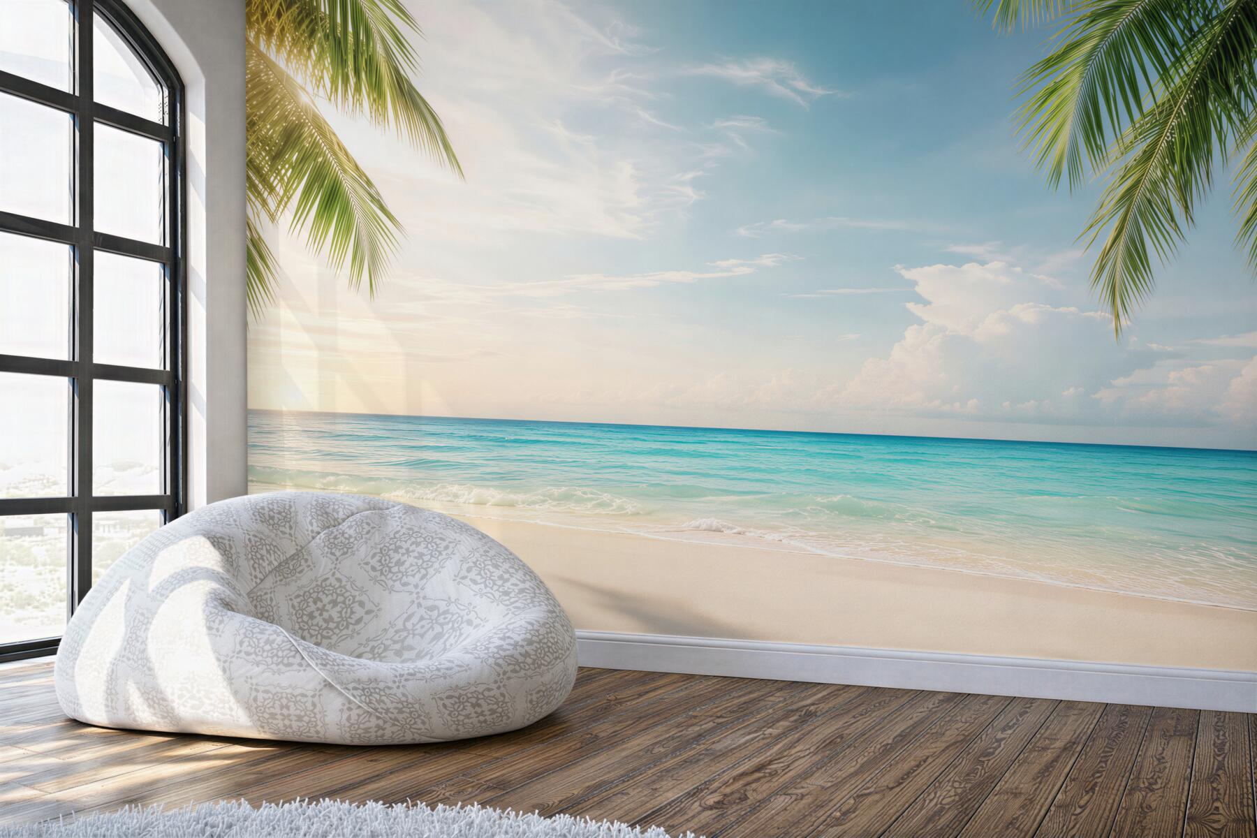 Fototapeta rajska plaża z palmami i turkusowym morzem?v23