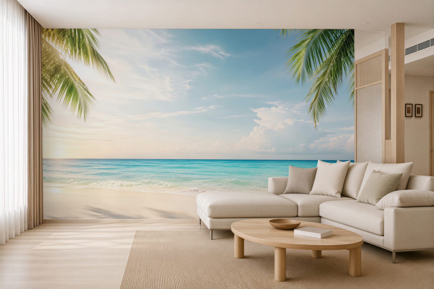 Fototapeta rajska plaża z palmami i turkusowym morzem?v23