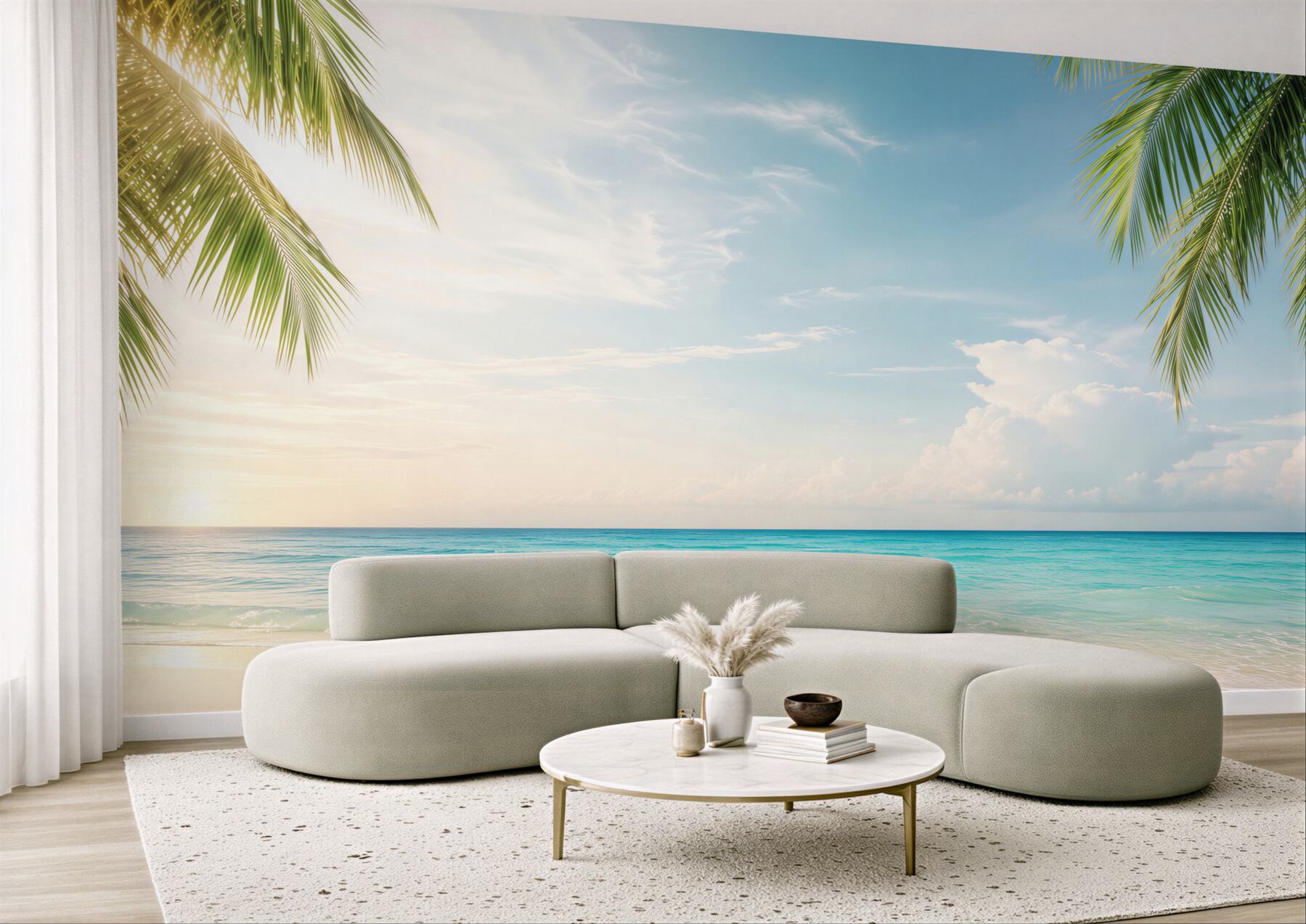 Fototapeta rajska plaża z palmami i turkusowym morzem?v23