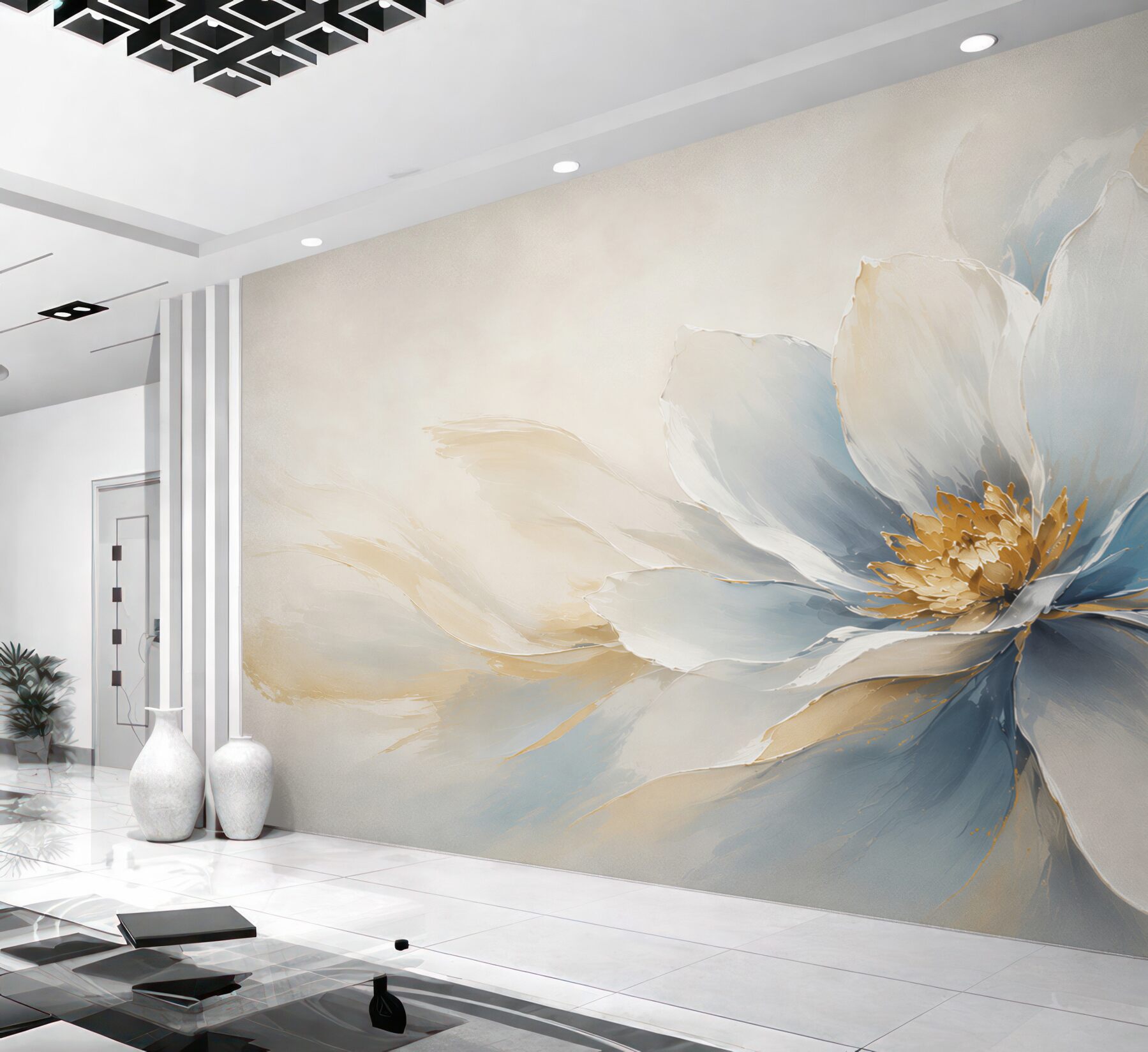 Fototapeta duży kwiat magnolii biało błękitny elegancki?v23
