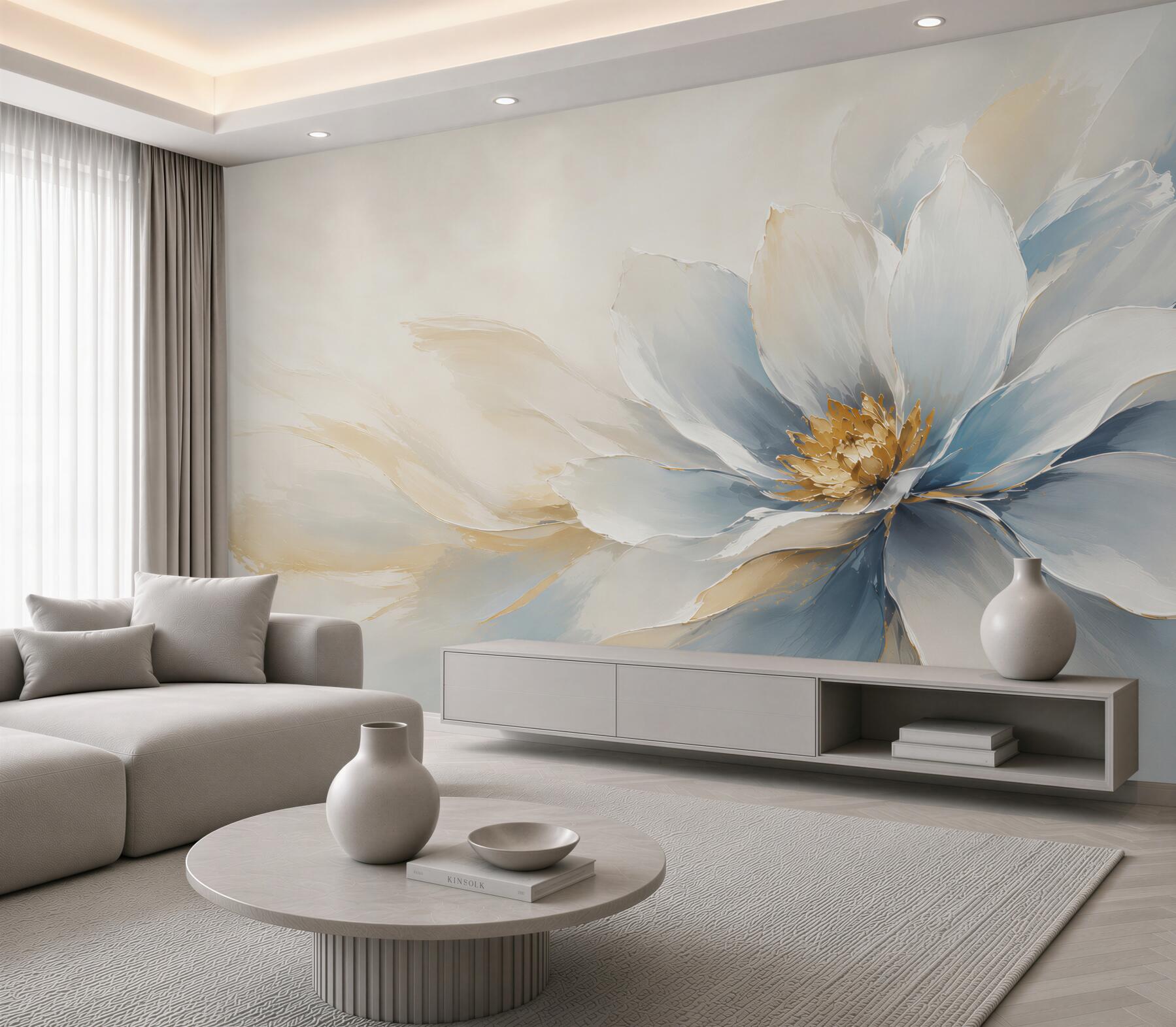 Fototapeta duży kwiat magnolii biało błękitny elegancki?v23