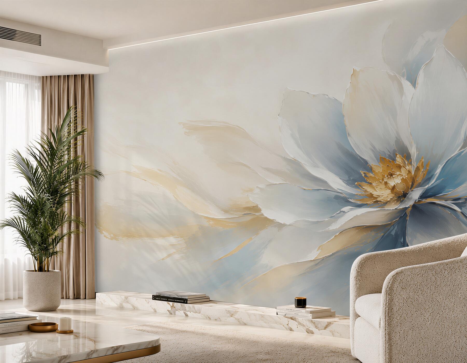 Fototapeta duży kwiat magnolii biało błękitny elegancki?v23