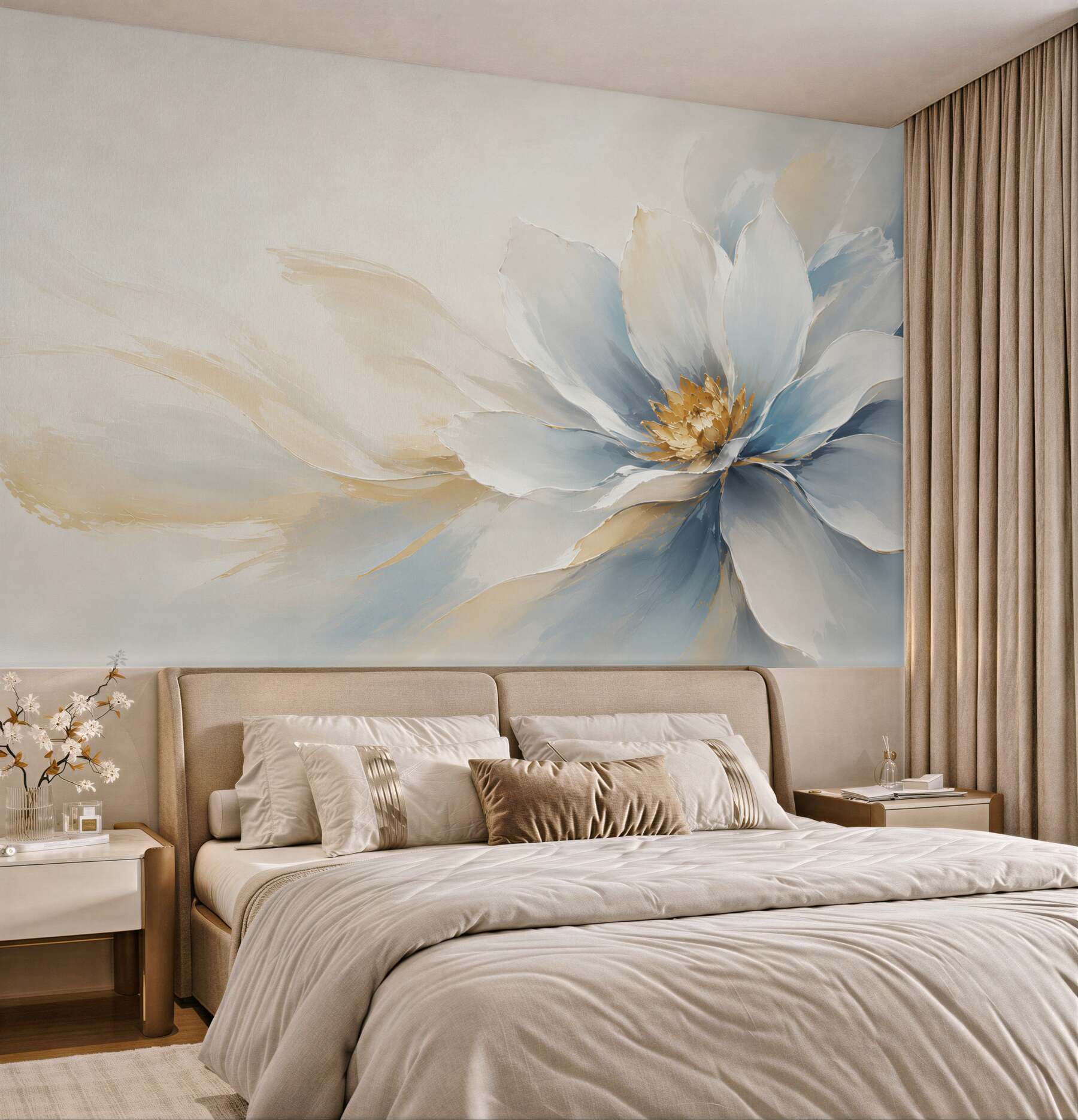 Fototapeta duży kwiat magnolii biało błękitny elegancki?v23