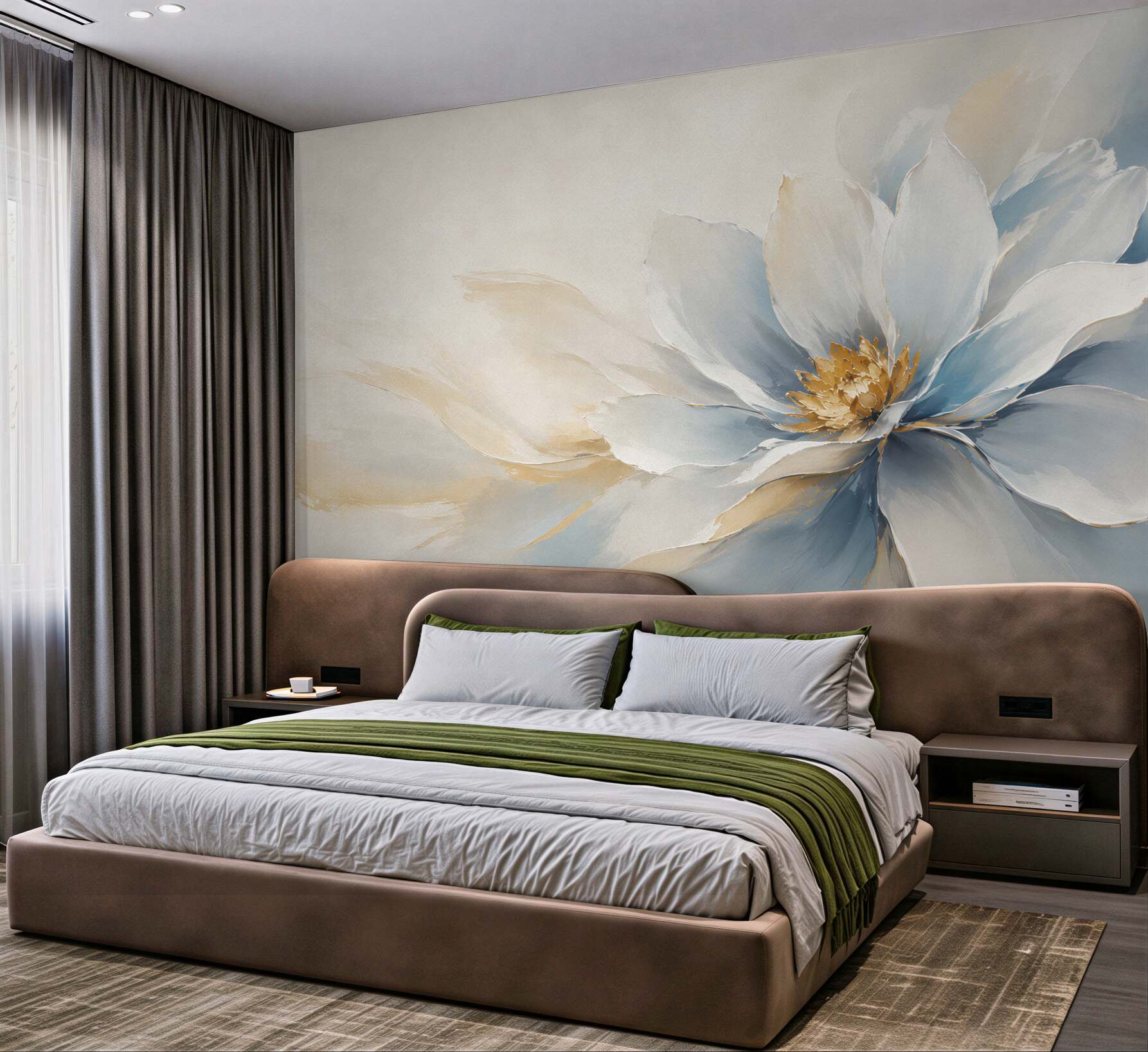 Fototapeta duży kwiat magnolii biało błękitny elegancki?v23