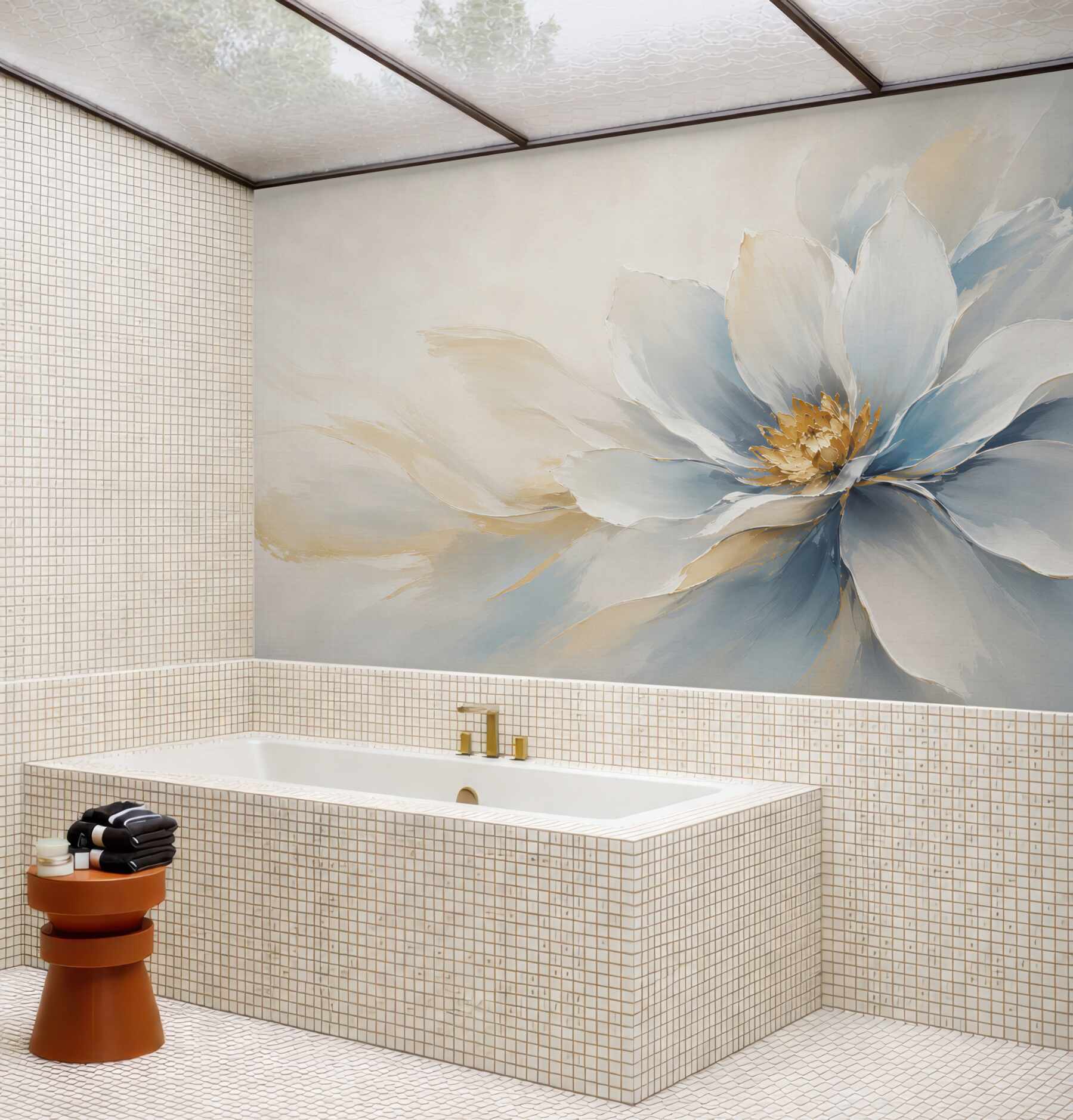 Fototapeta duży kwiat magnolii biało błękitny elegancki?v23