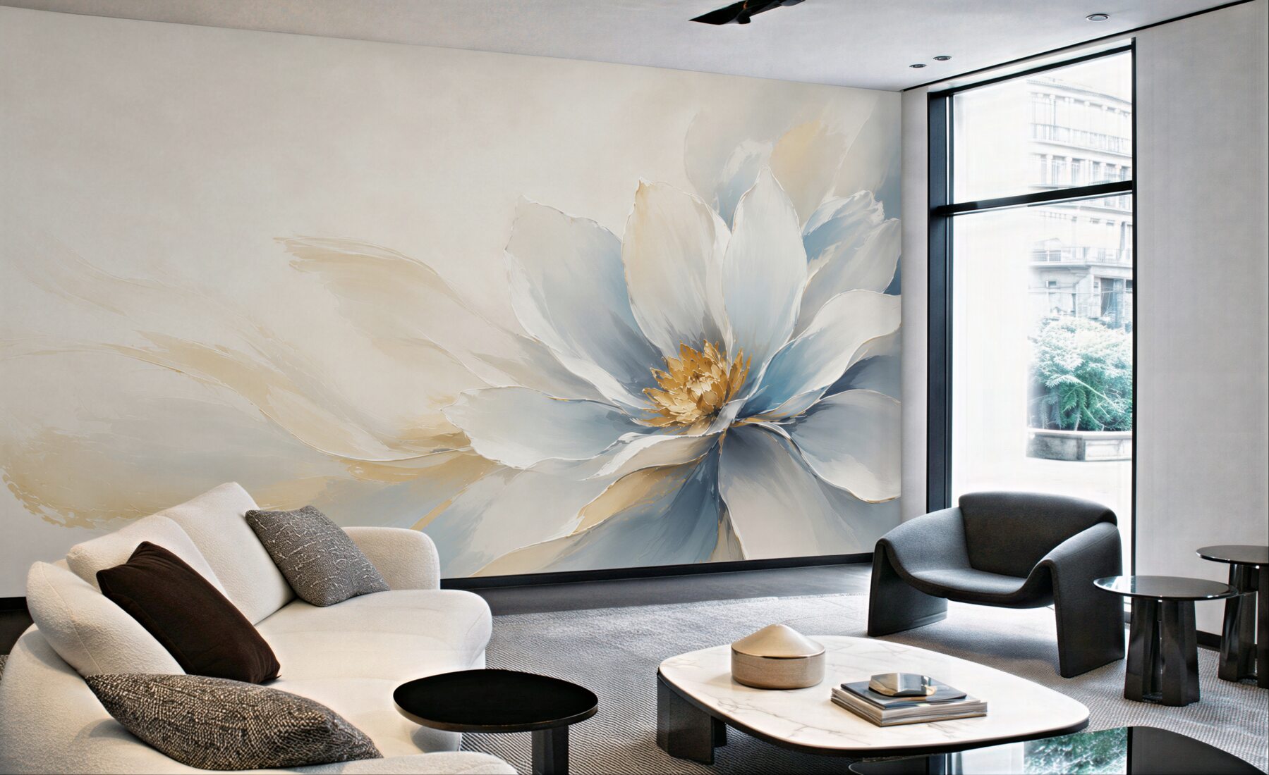 Fototapeta duży kwiat magnolii biało błękitny elegancki?v23