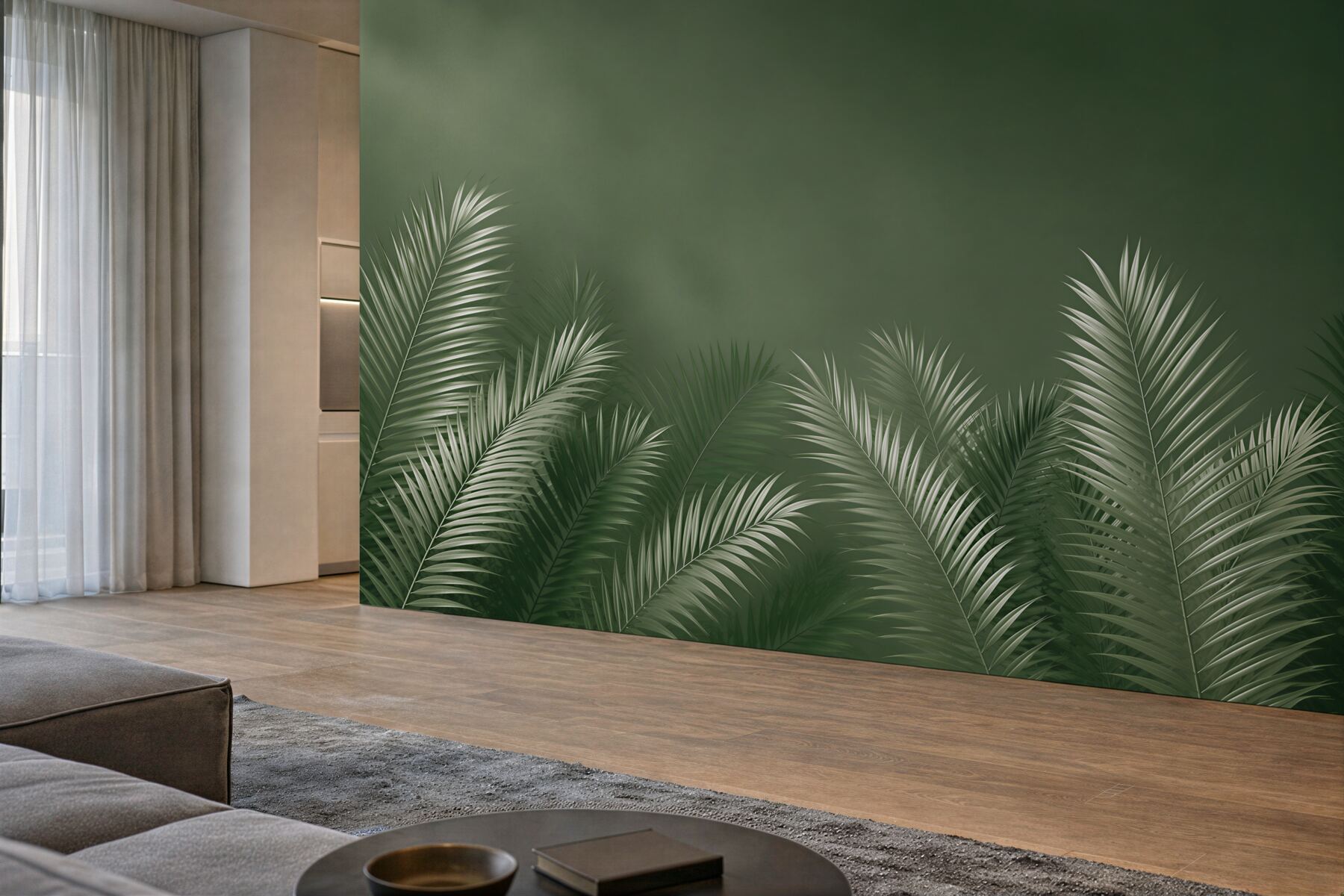 Fototapeta liście palmowe zielone tropikalne na ciemnym tle?v23