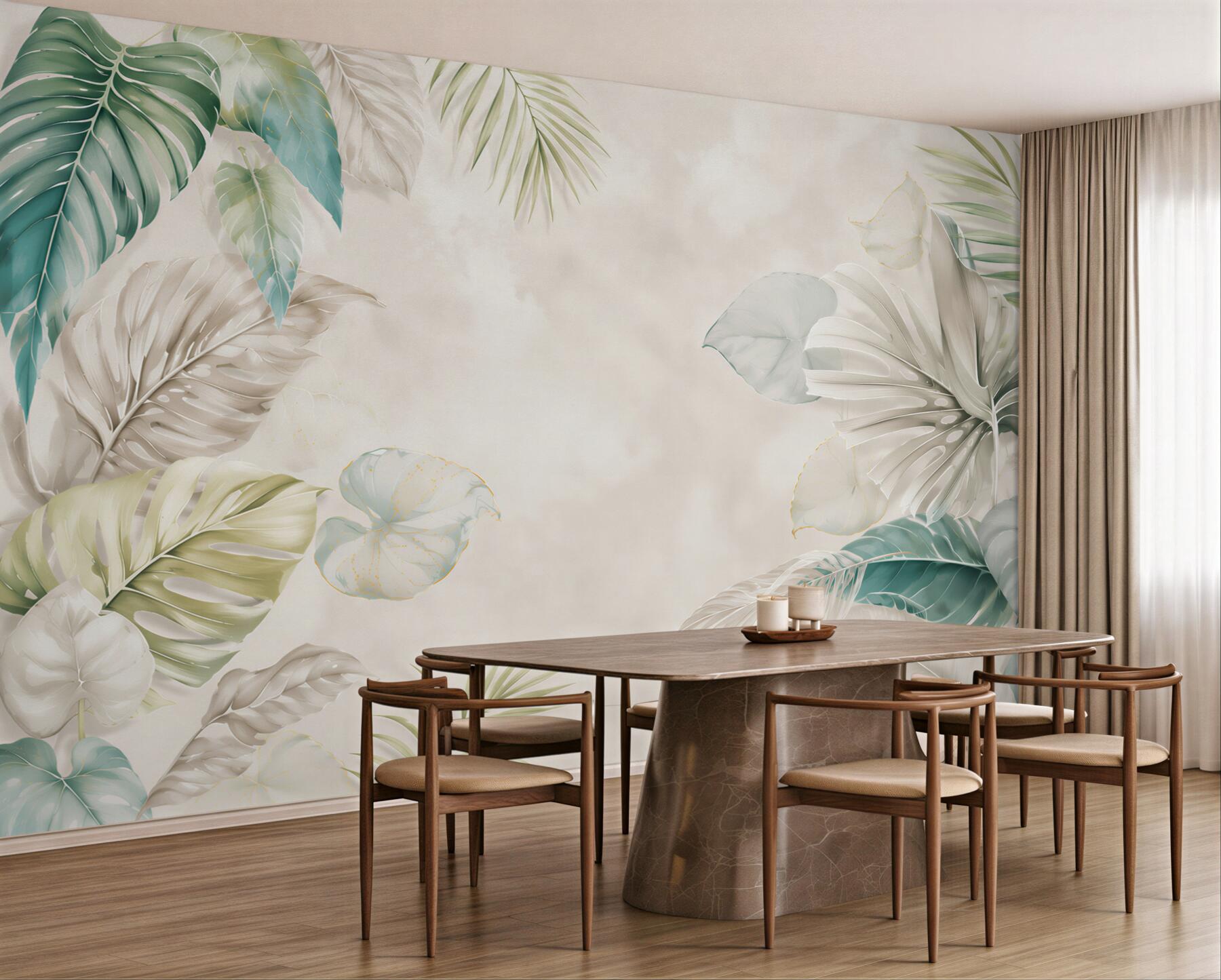 Fototapeta egzotyczne liście monstera pastelowe zielone eleganckie?v23