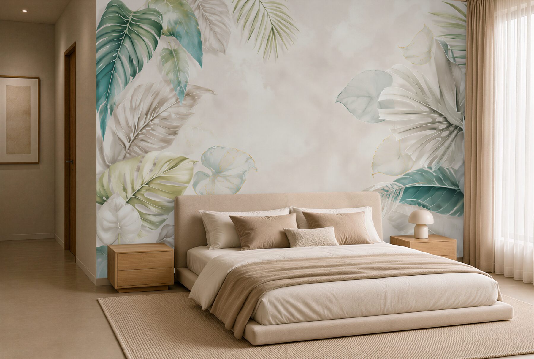Fototapeta egzotyczne liście monstera pastelowe zielone eleganckie?v23