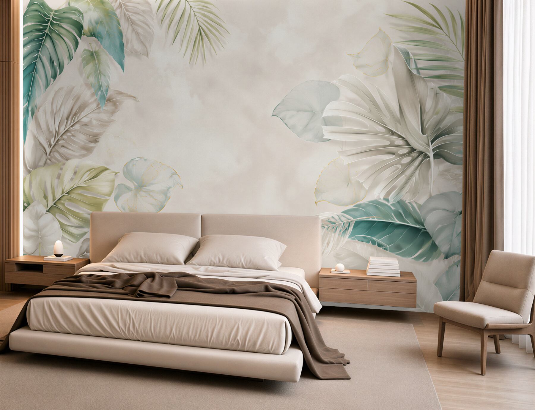 Fototapeta egzotyczne liście monstera pastelowe zielone eleganckie?v23