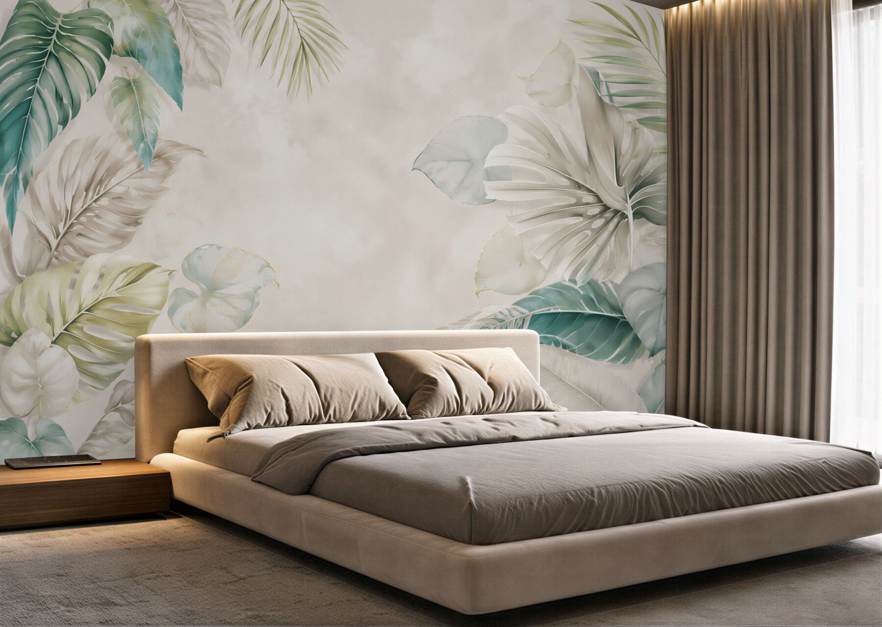 Fototapeta egzotyczne liście monstera pastelowe zielone eleganckie?v23