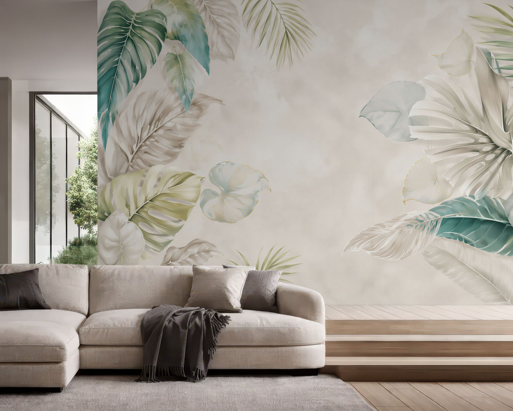Fototapeta egzotyczne liście monstera pastelowe zielone eleganckie?v23