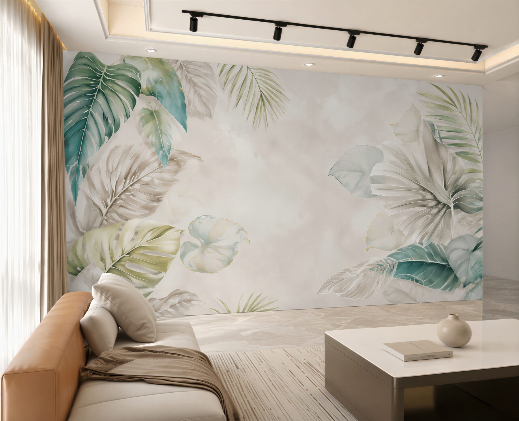 Fototapeta egzotyczne liście monstera pastelowe zielone eleganckie?v23