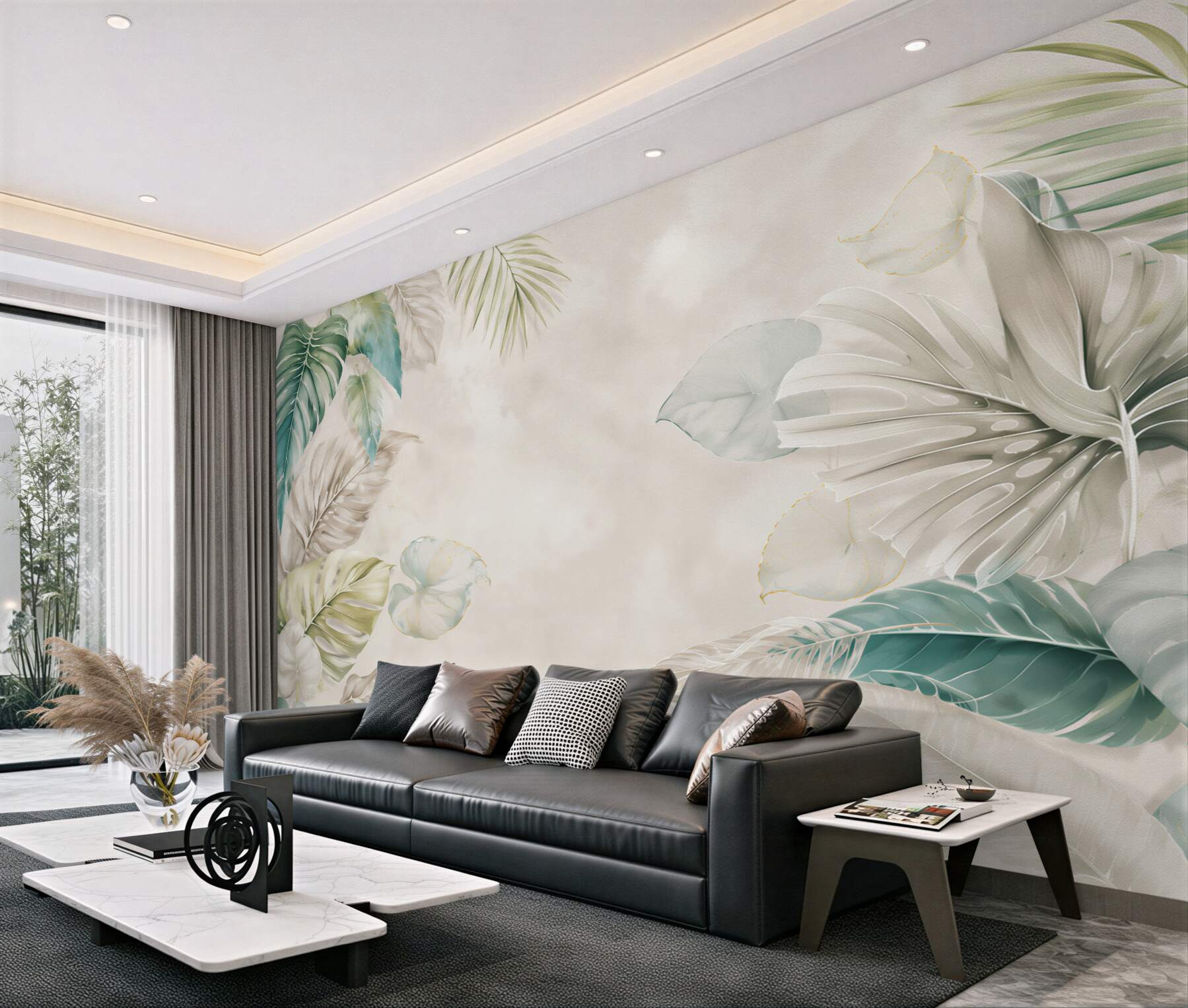 Fototapeta egzotyczne liście monstera pastelowe zielone eleganckie?v23