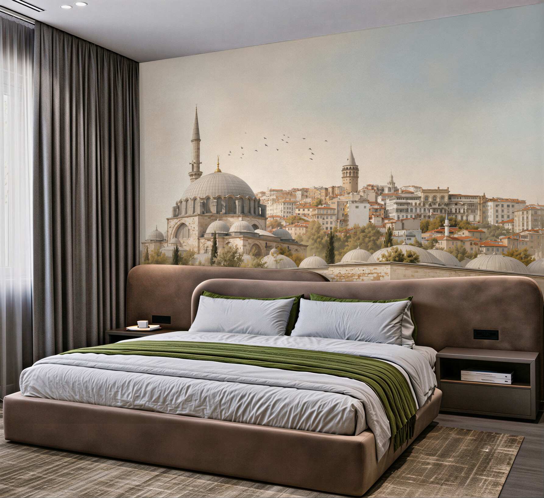 Fototapeta miasto z meczetem i wieżami w stylu orientalnym pastelowa?v23