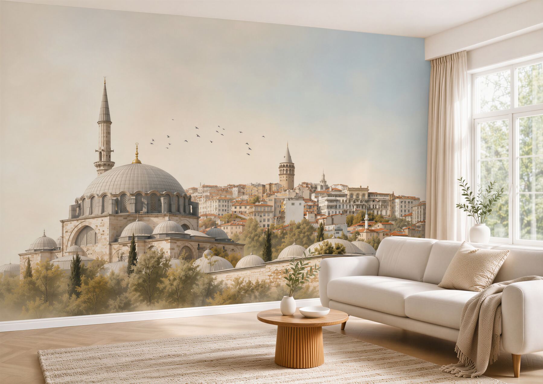 Fototapeta miasto z meczetem i wieżami w stylu orientalnym pastelowa?v23