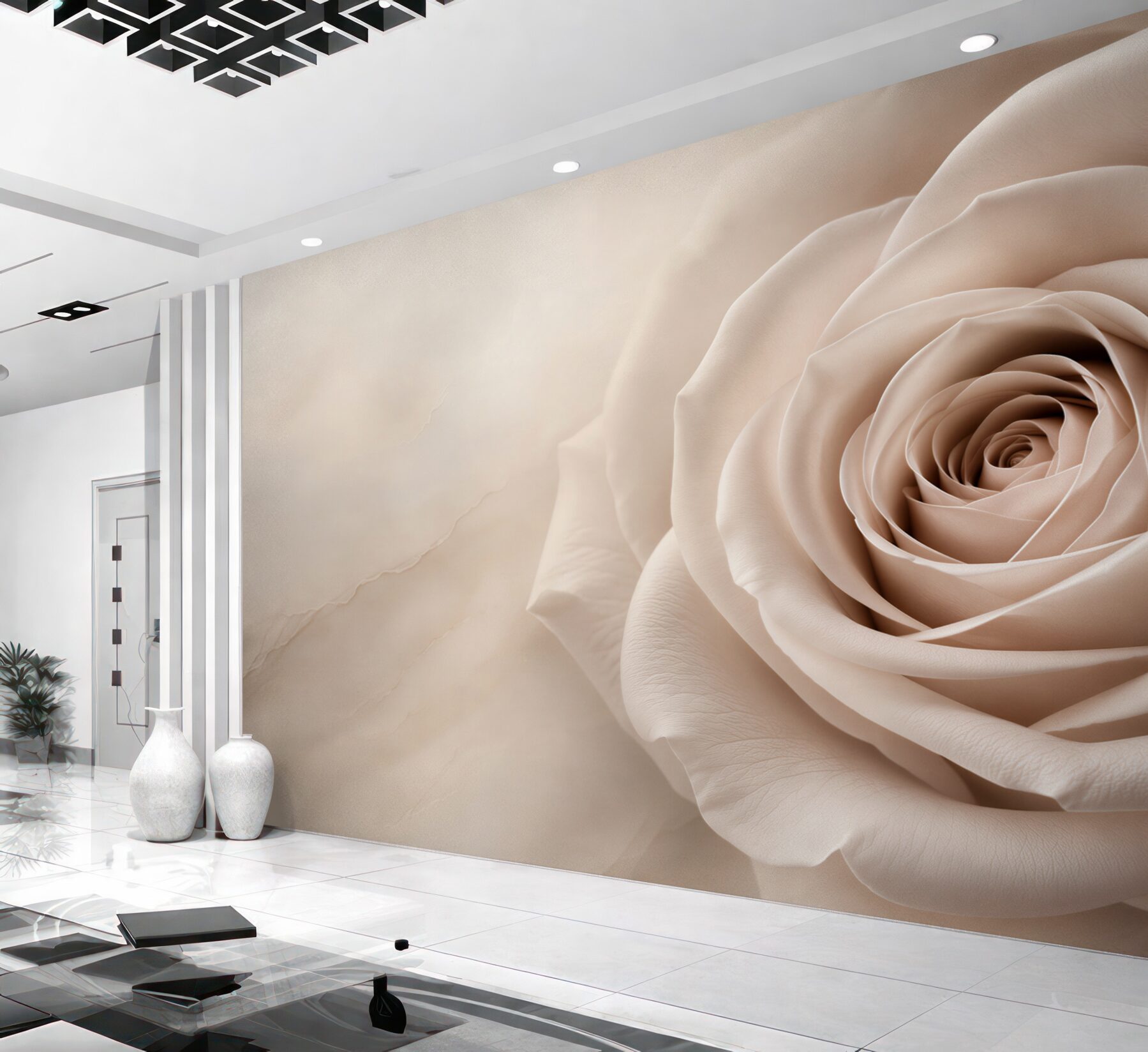 Fototapeta beżowa róża makro elegancka do sypialni?v23