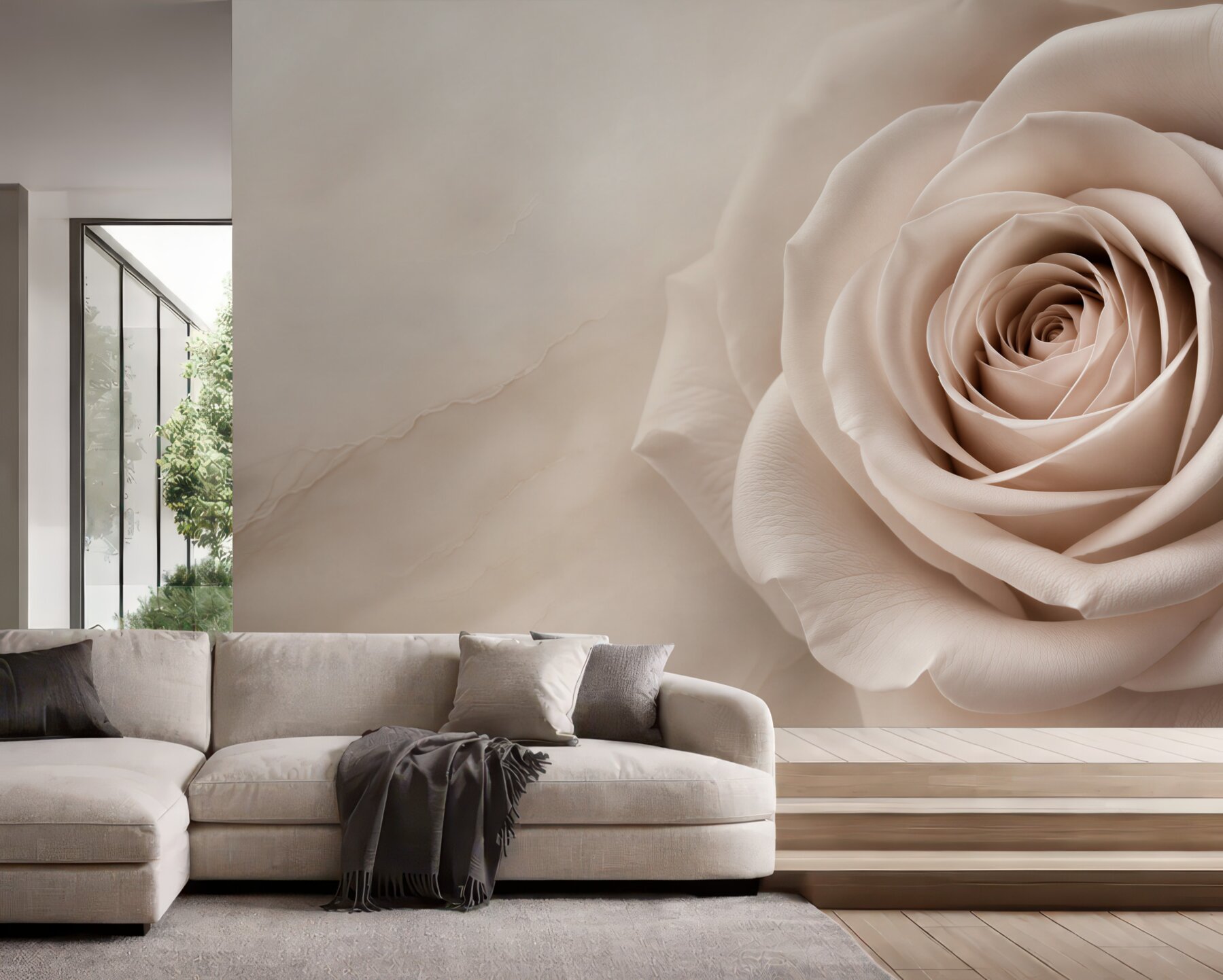 Fototapeta beżowa róża makro elegancka do sypialni?v23