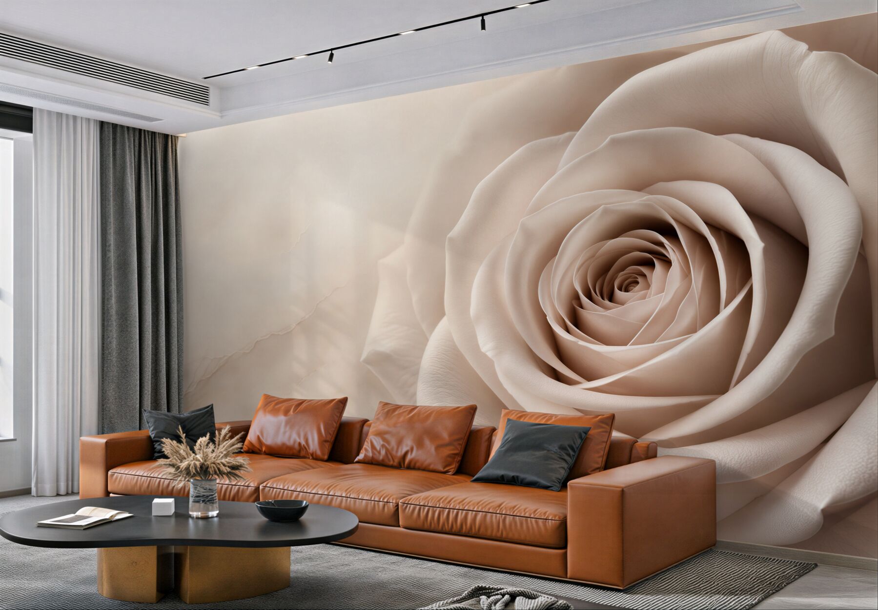 Fototapeta beżowa róża makro elegancka do sypialni?v23