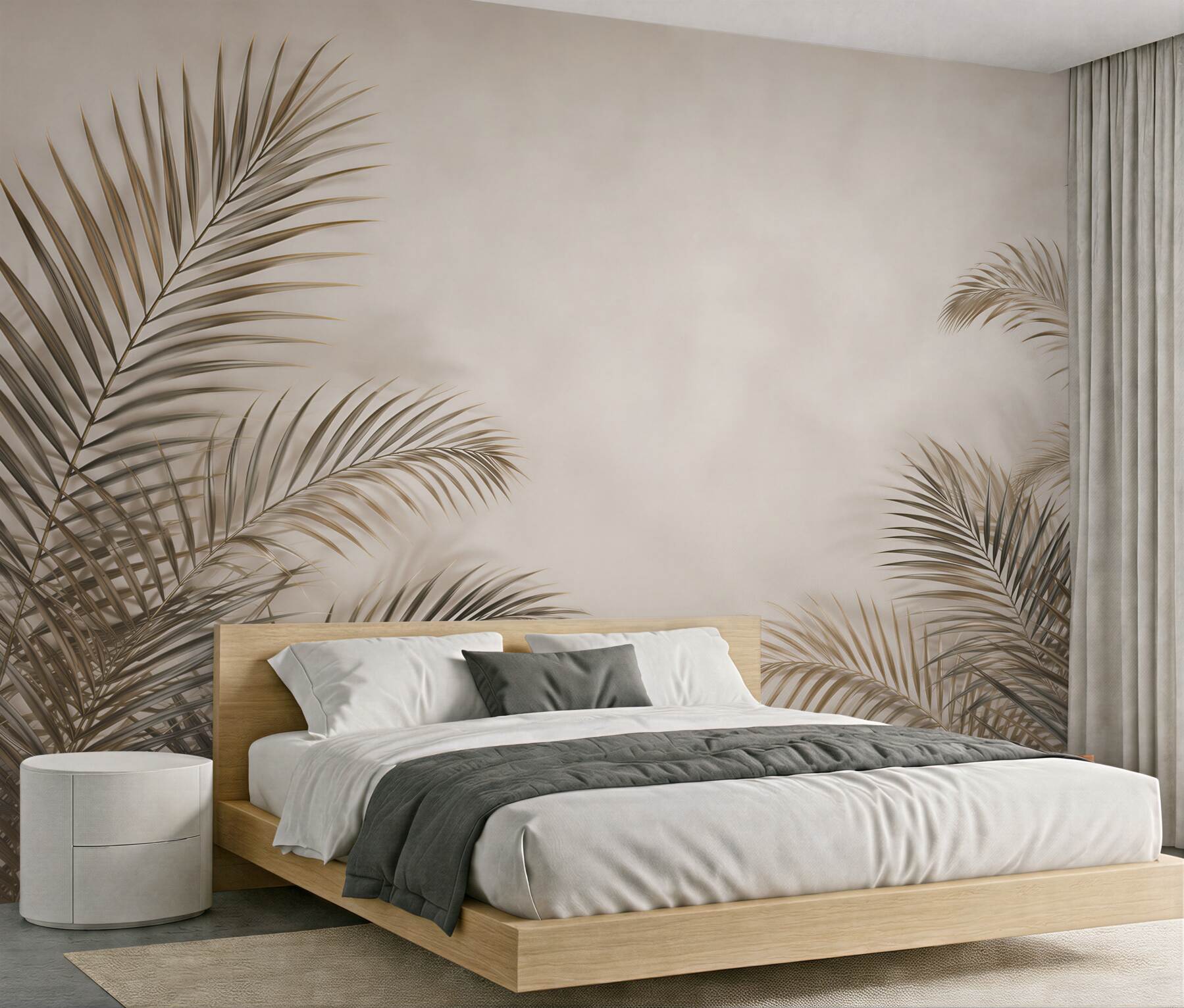 Fototapeta palmowe liście beżowe subtelne do nowoczesnego wnętrza?v23