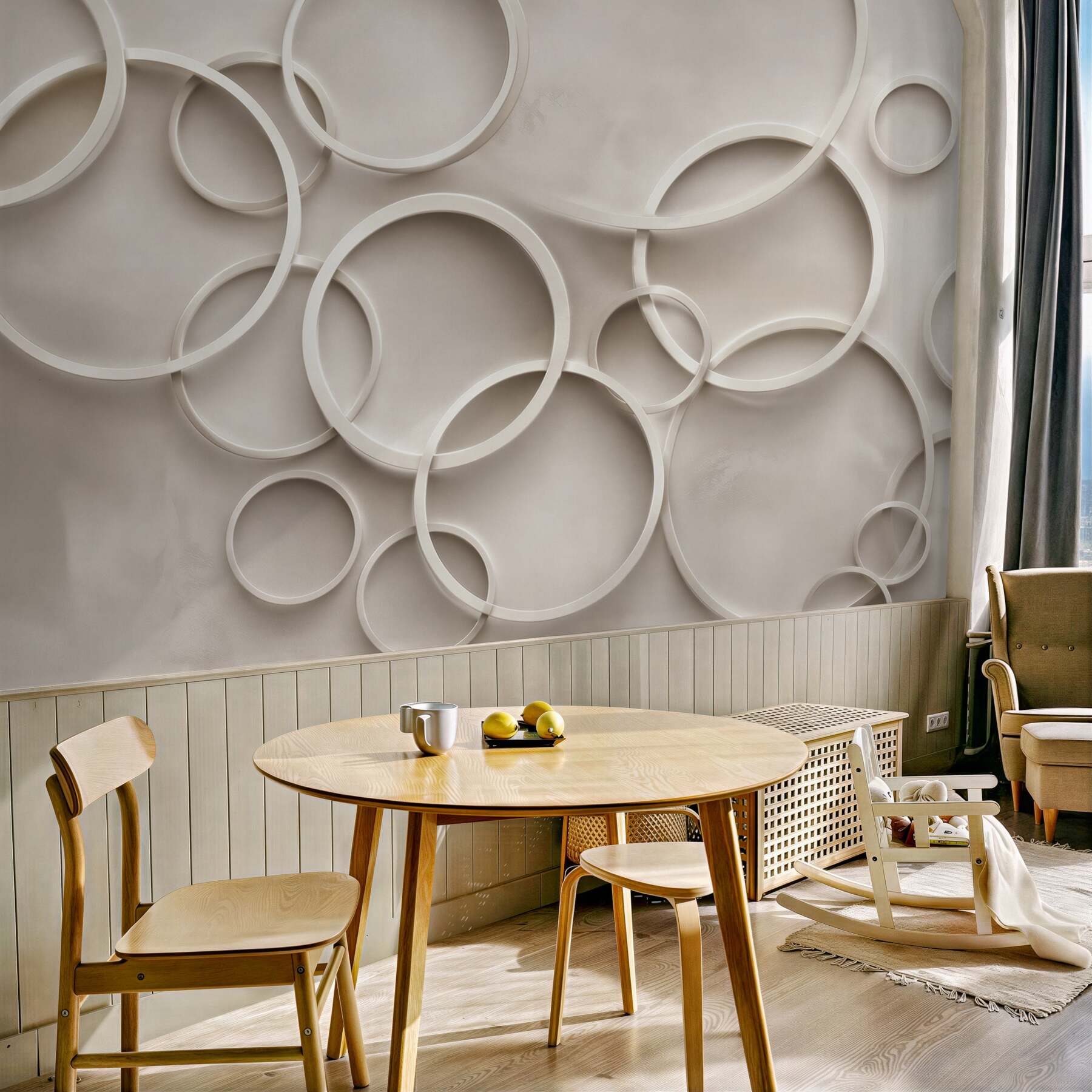 Fototapeta geometryczne koła 3D beżowa nowoczesna?v23