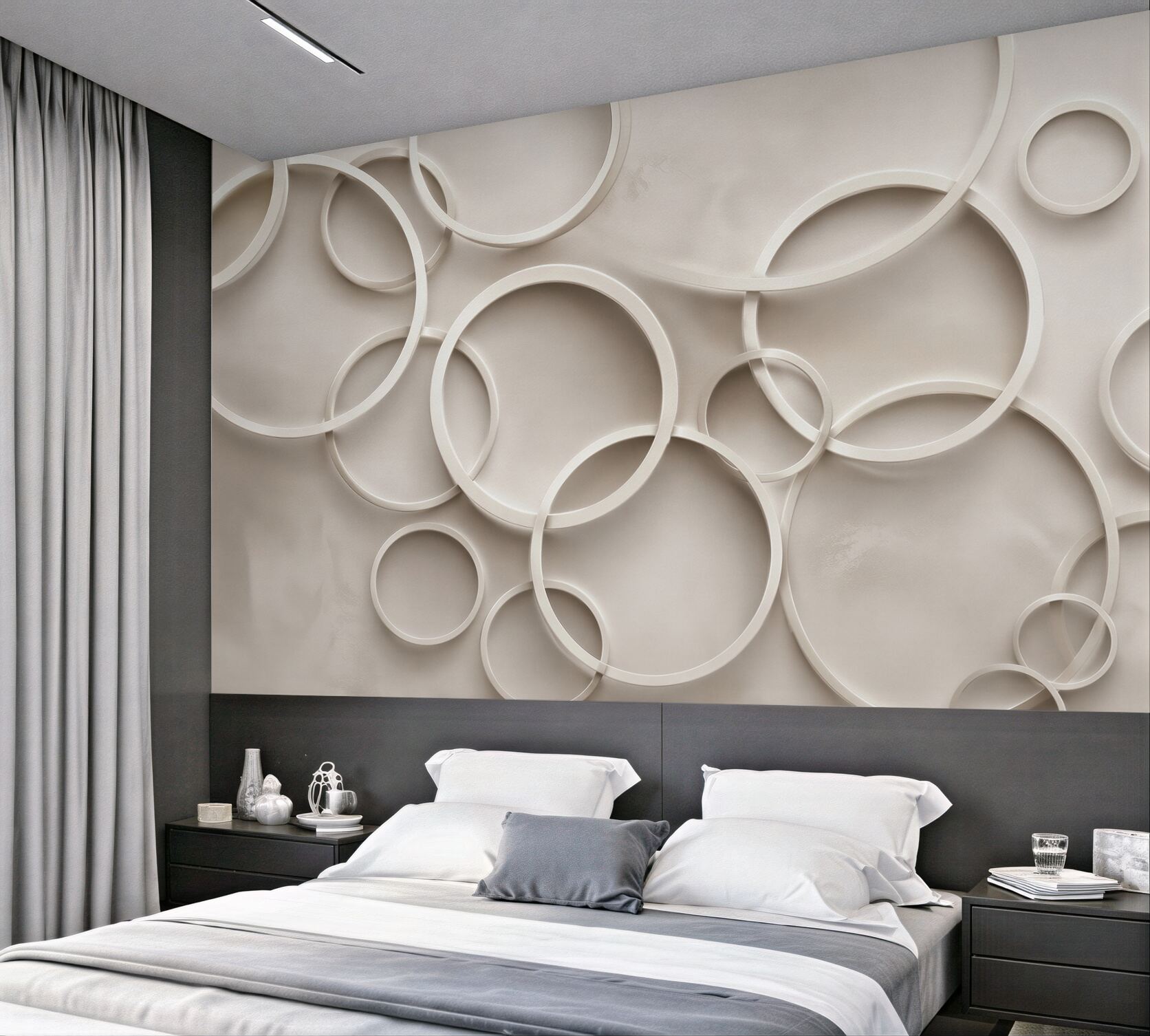 Fototapeta geometryczne koła 3D beżowa nowoczesna?v23