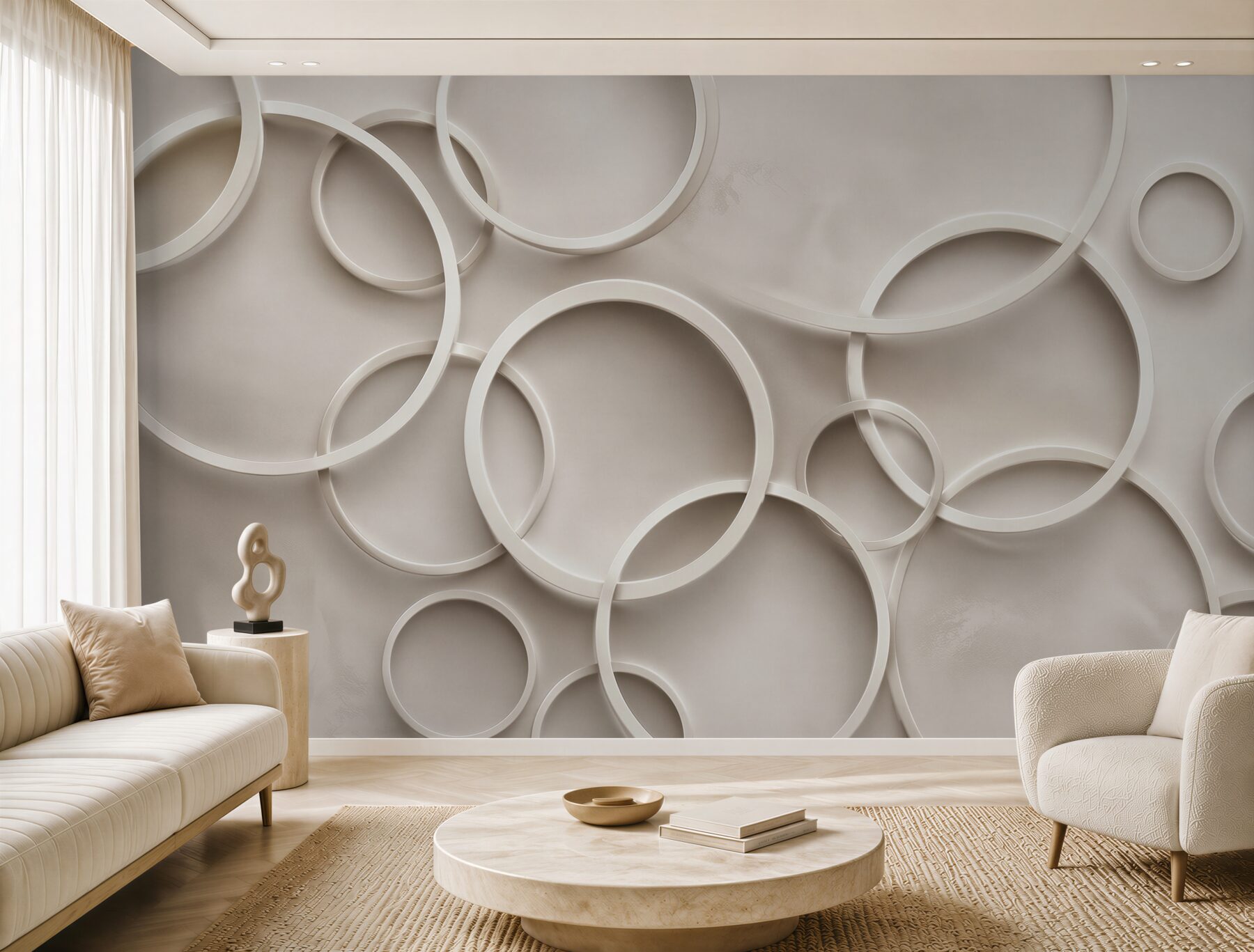 Fototapeta geometryczne koła 3D beżowa nowoczesna?v23