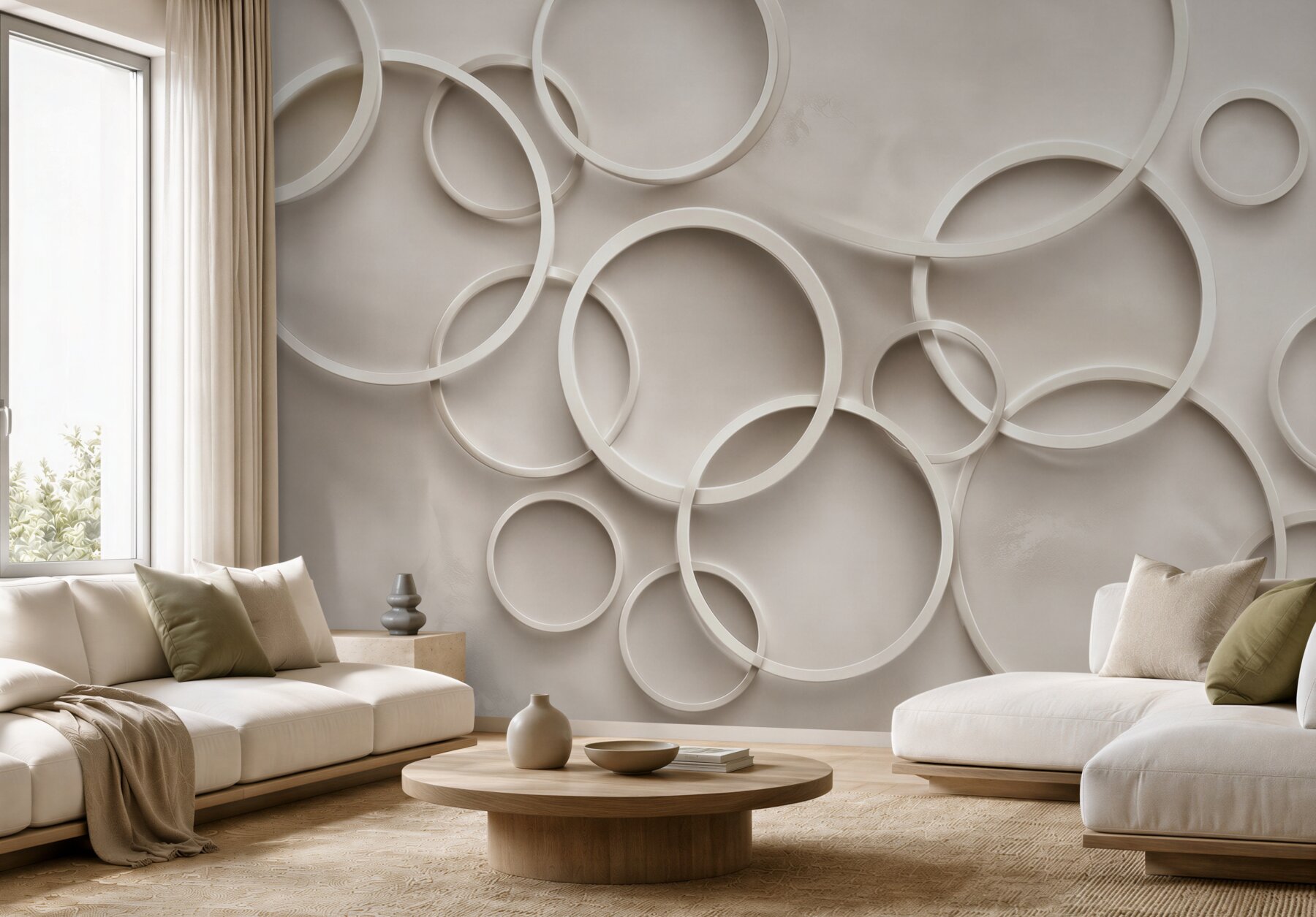Fototapeta geometryczne koła 3D beżowa nowoczesna?v23
