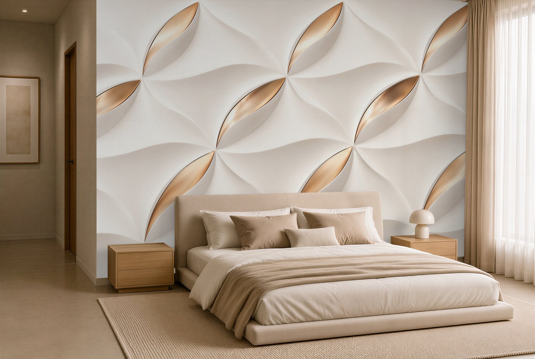 Fototapeta geometryczny wzór 3D biało złoty elegancki?v23