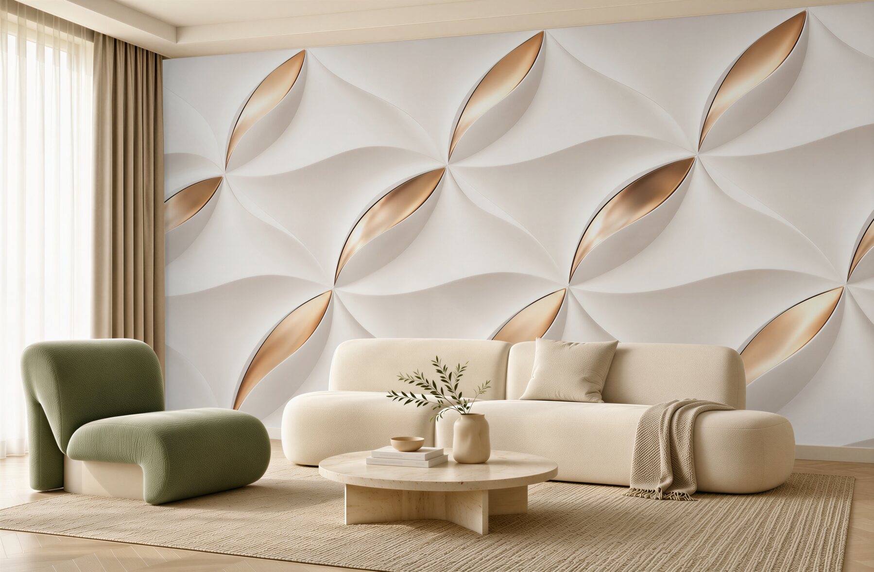 Fototapeta geometryczny wzór 3D biało złoty elegancki?v23