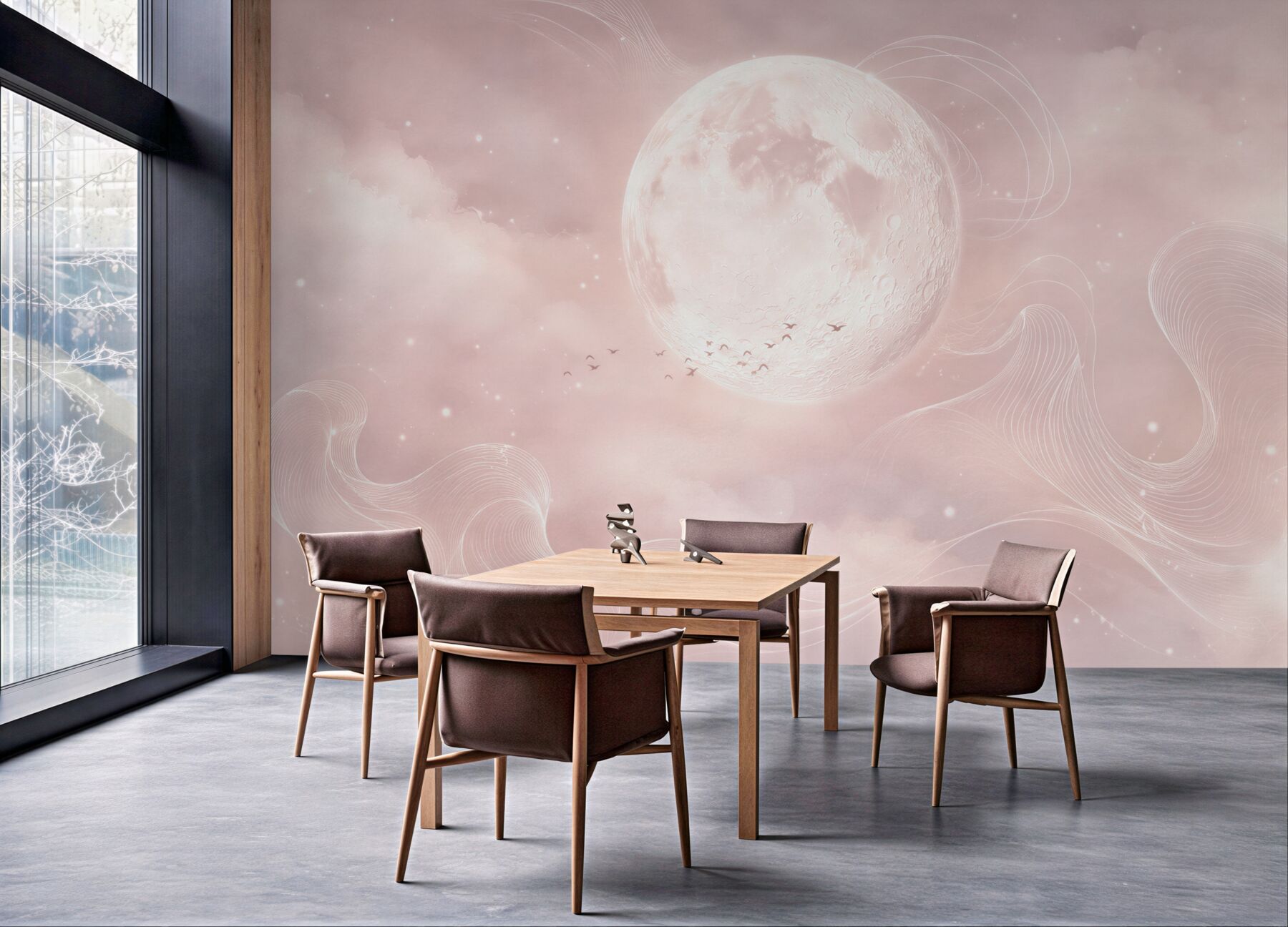 Fototapeta księżyc w różowych chmurach pastelowa fantazyjna?v23