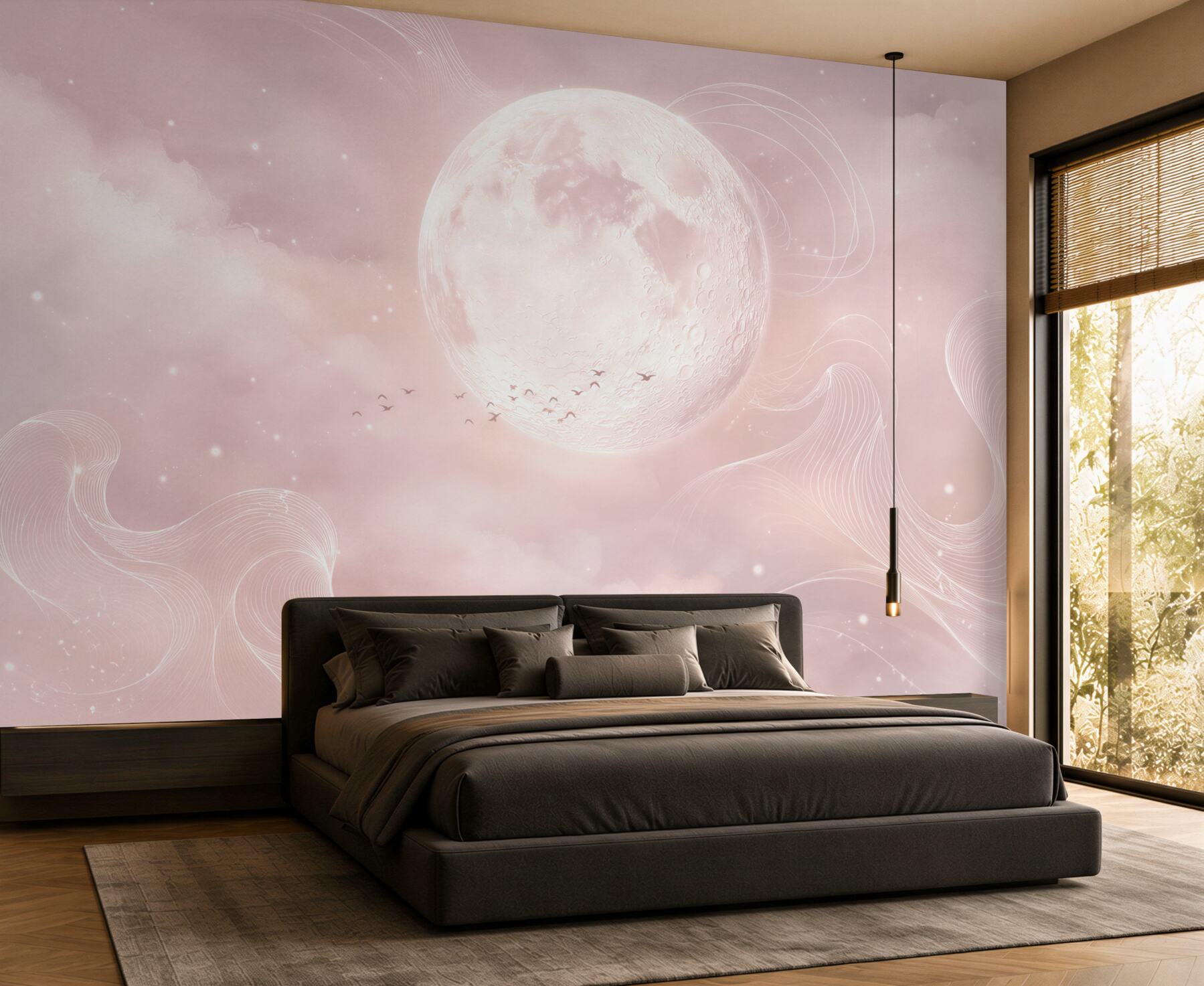 Fototapeta księżyc w różowych chmurach pastelowa fantazyjna?v23