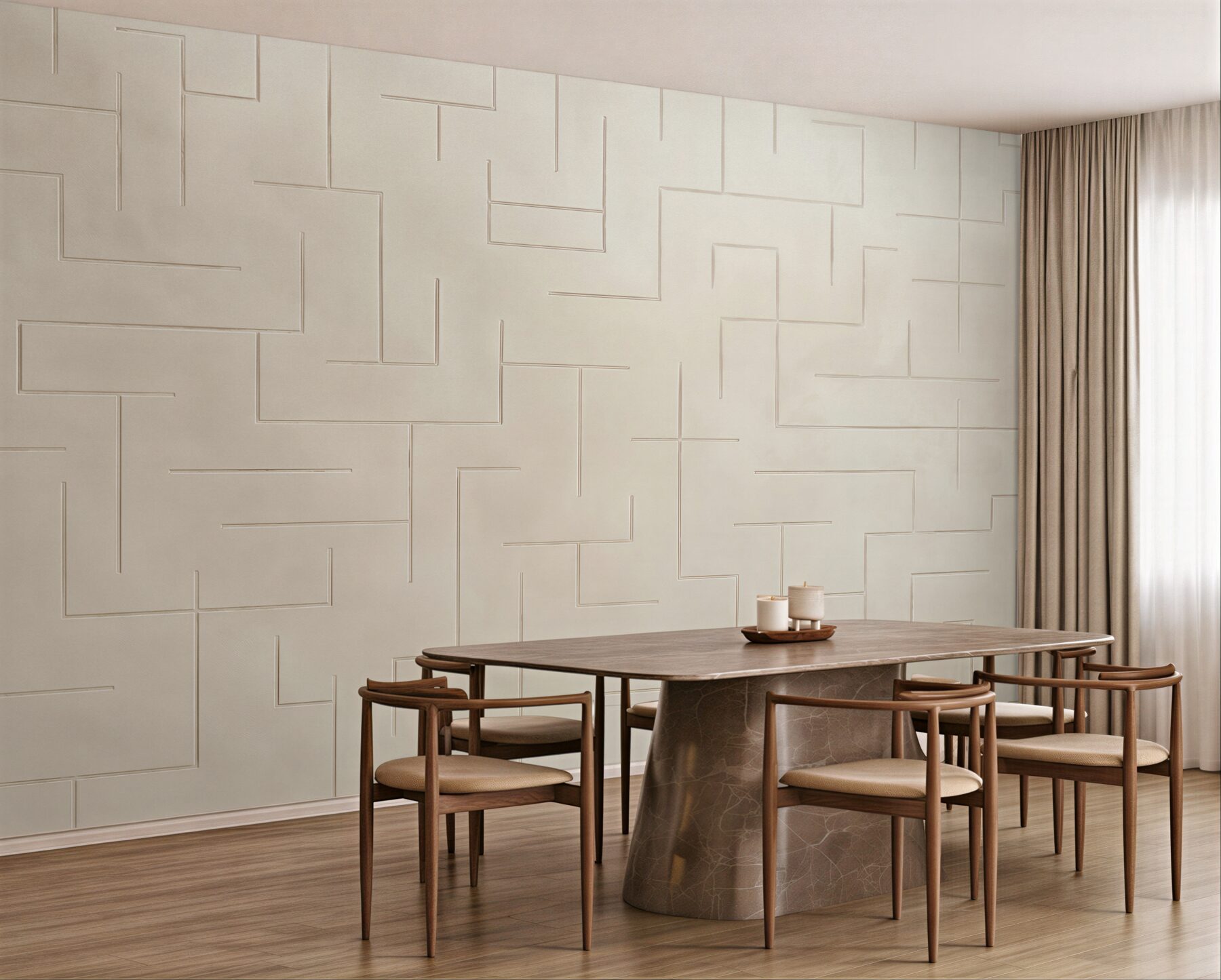 Fototapeta geometryczny wzór 3D beżowy nowoczesny minimalistyczny?v23