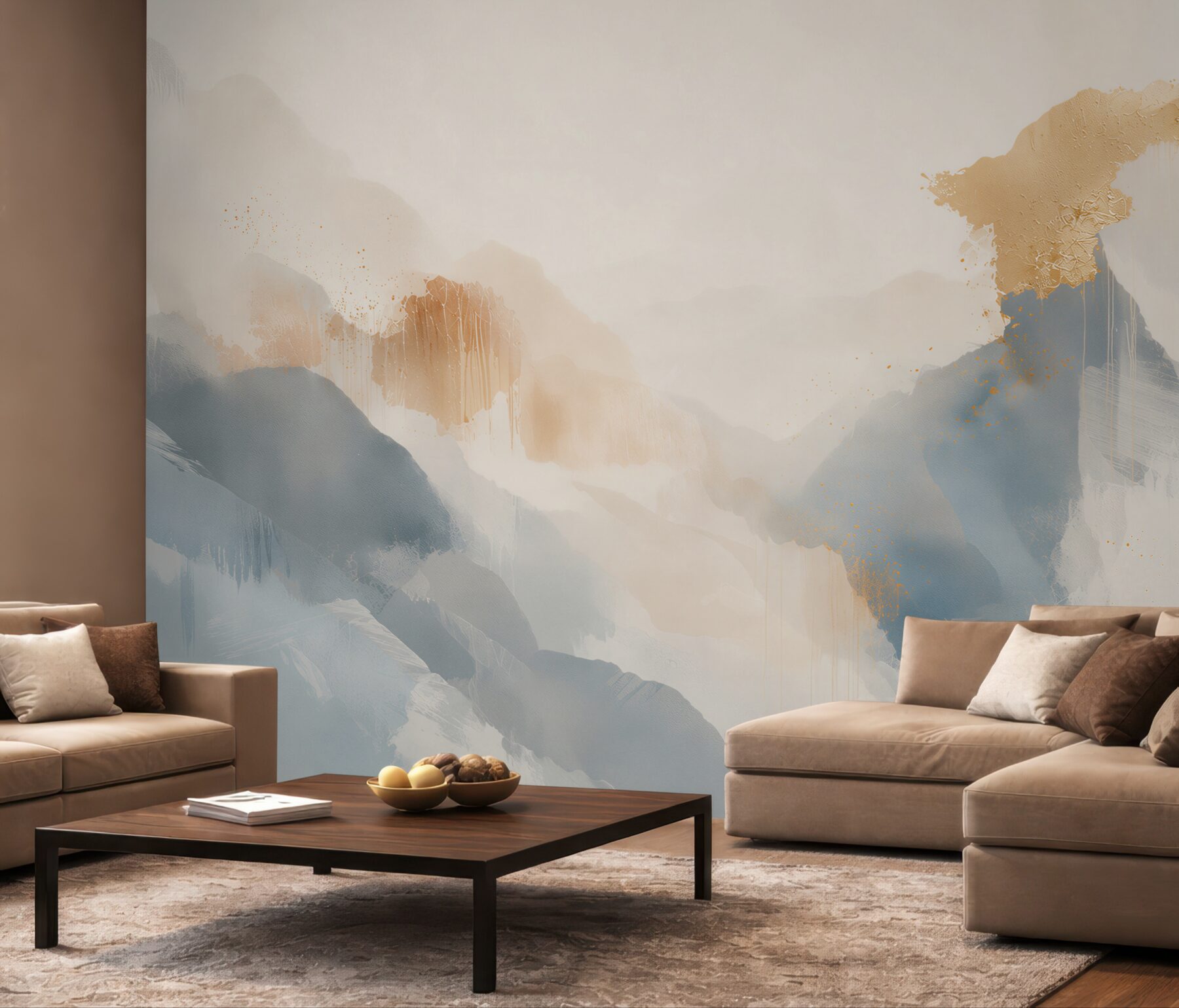 Fototapeta abstrakcyjne góry w błękicie i złocie elegancka?v23