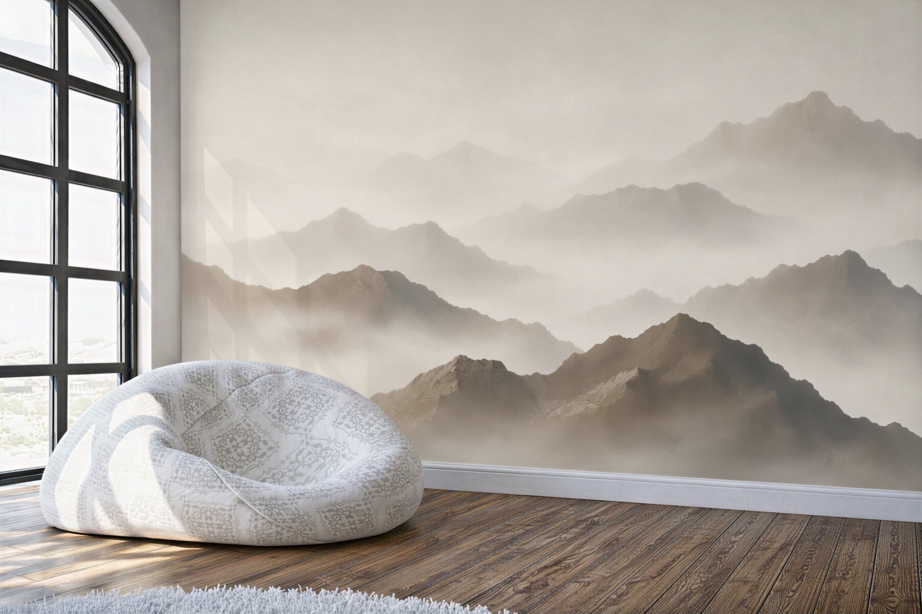 Fototapeta góry we mgle beżowo szare minimalistyczna panorama?v23