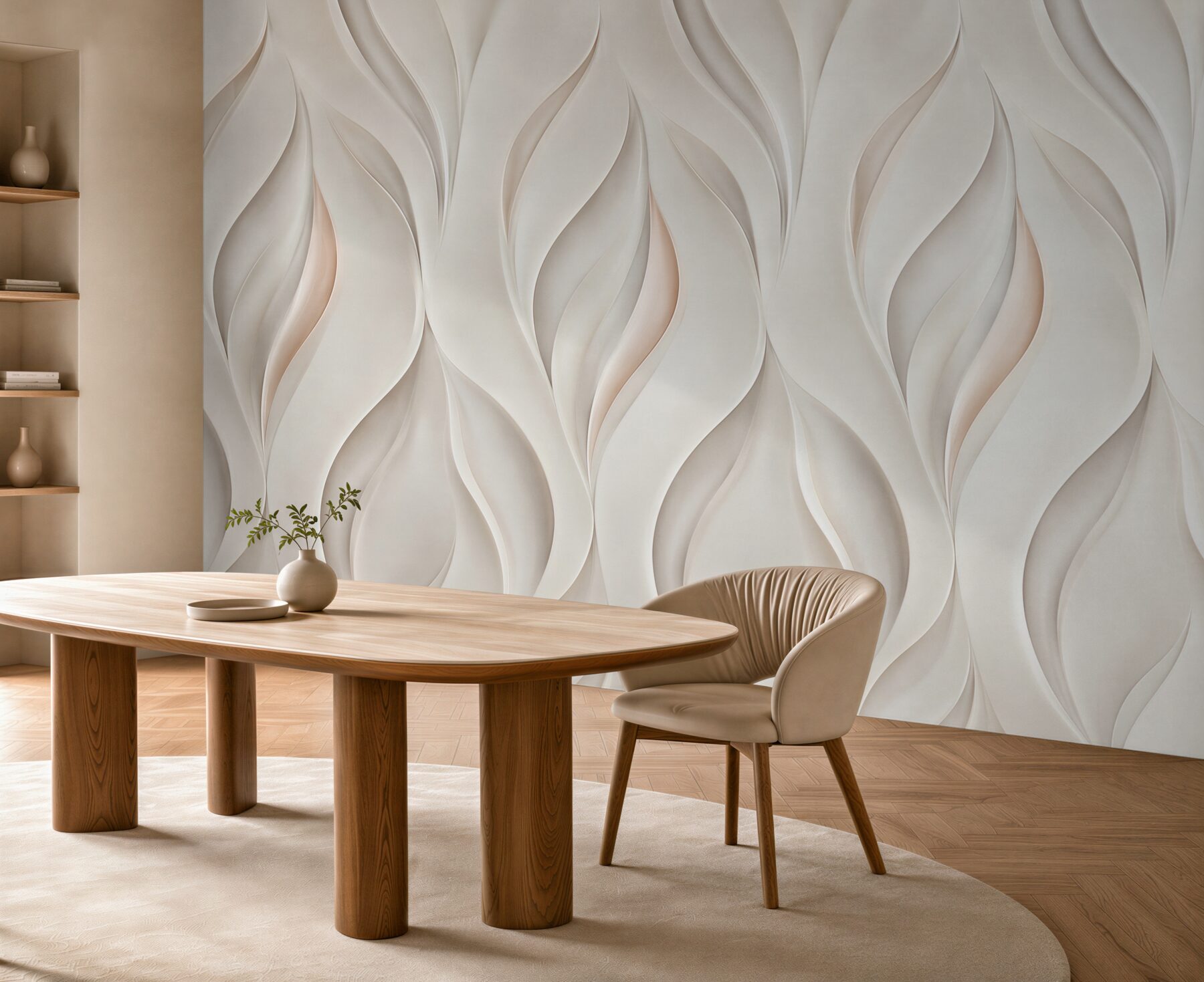Fototapeta abstrakcyjne liście 3D beżowe elegancki nowoczesny wzór?v23