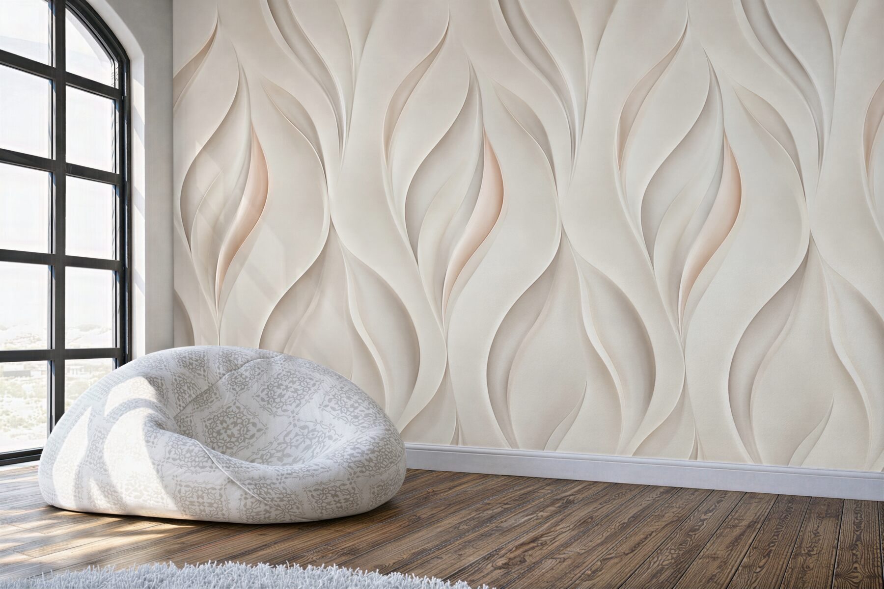Fototapeta abstrakcyjne liście 3D beżowe elegancki nowoczesny wzór?v23