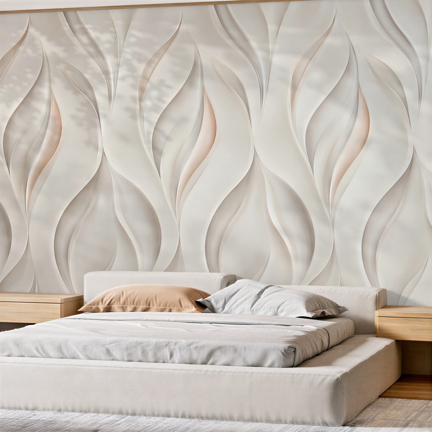 Fototapeta abstrakcyjne liście 3D beżowe elegancki nowoczesny wzór?v23