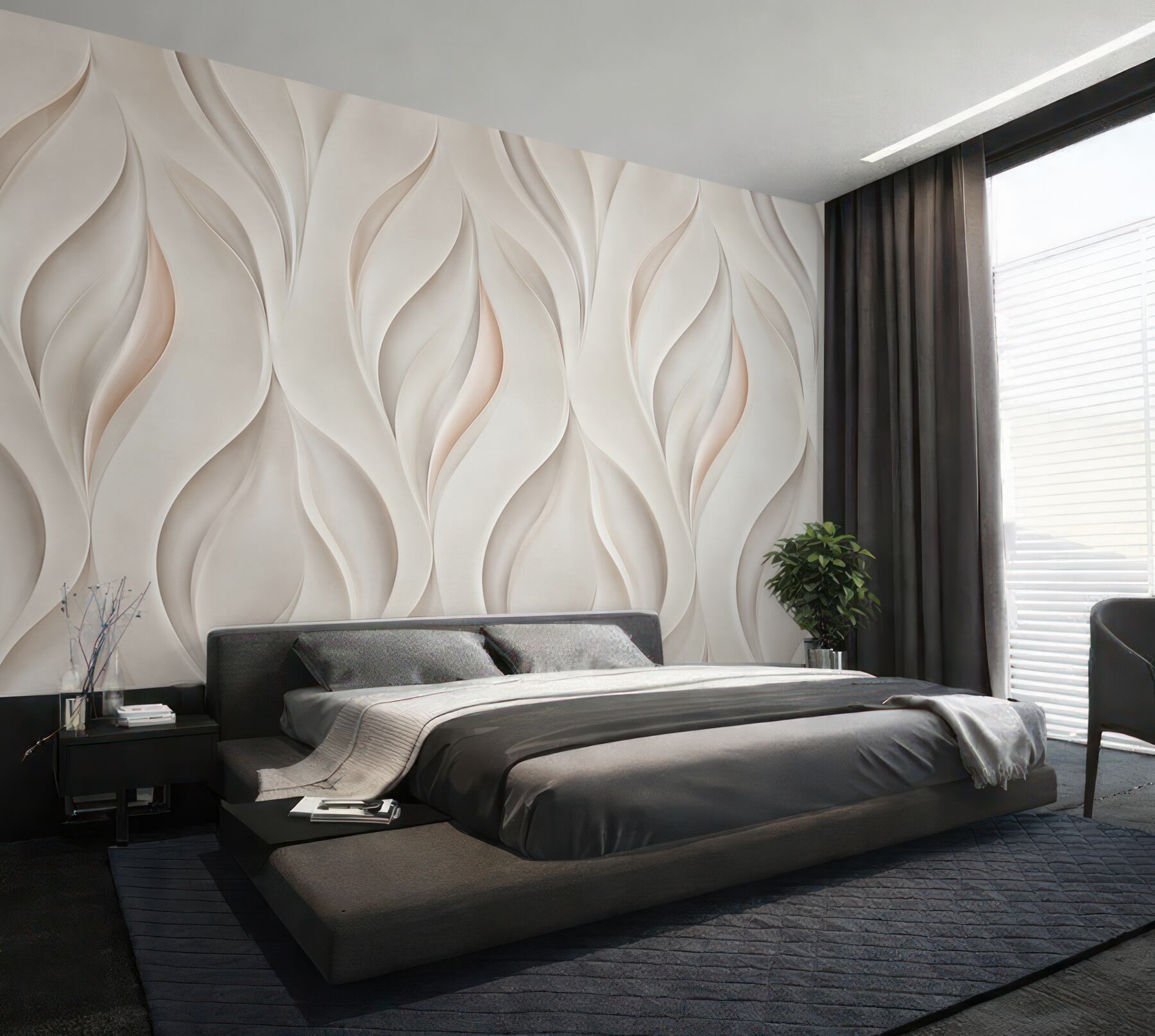 Fototapeta abstrakcyjne liście 3D beżowe elegancki nowoczesny wzór?v23