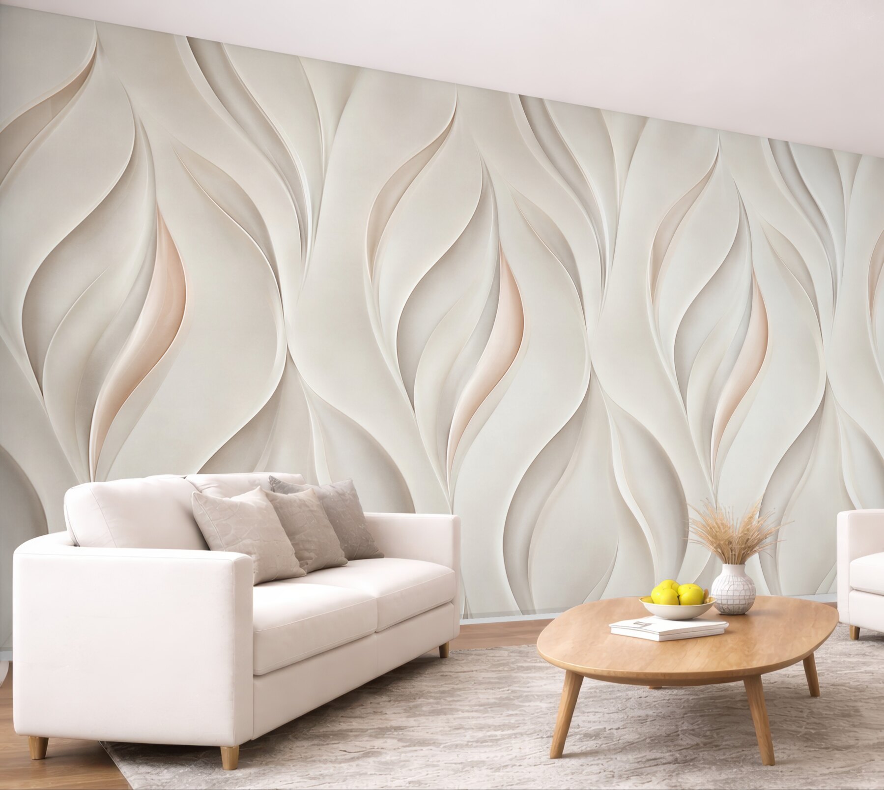 Fototapeta abstrakcyjne liście 3D beżowe elegancki nowoczesny wzór?v23